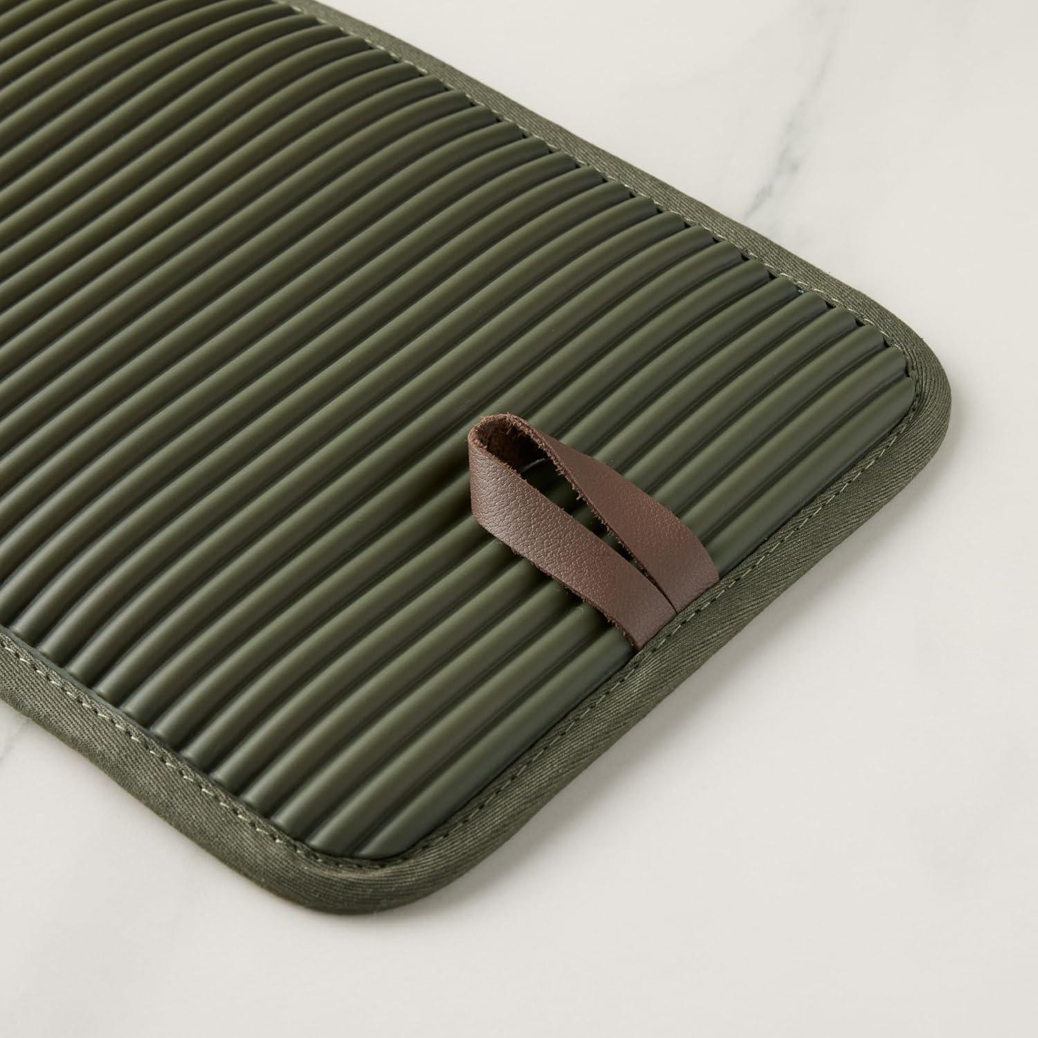 imageKITCHENAID Evergreen Design Series Herringbone Ribbed Soft Silicone Pot Holders 2Pack Set Heat Resistant up to 500F Flexible ampamp Waterproof Deep Forest Green 7quotx10quot