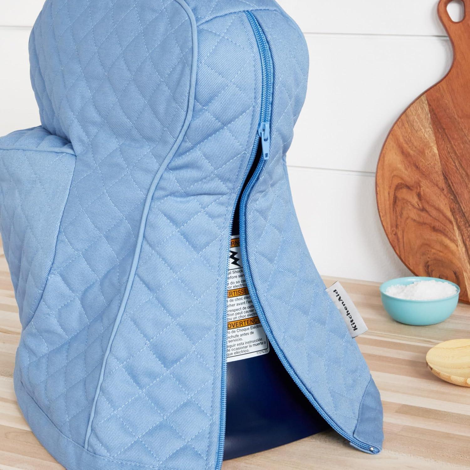 imageKITCHENAID Fitted TiltHead Stand Mixer Cover with Storage Pocket Quilted 100 Cotton144quotx18quotx10quot MilkshakeBlue Velvet