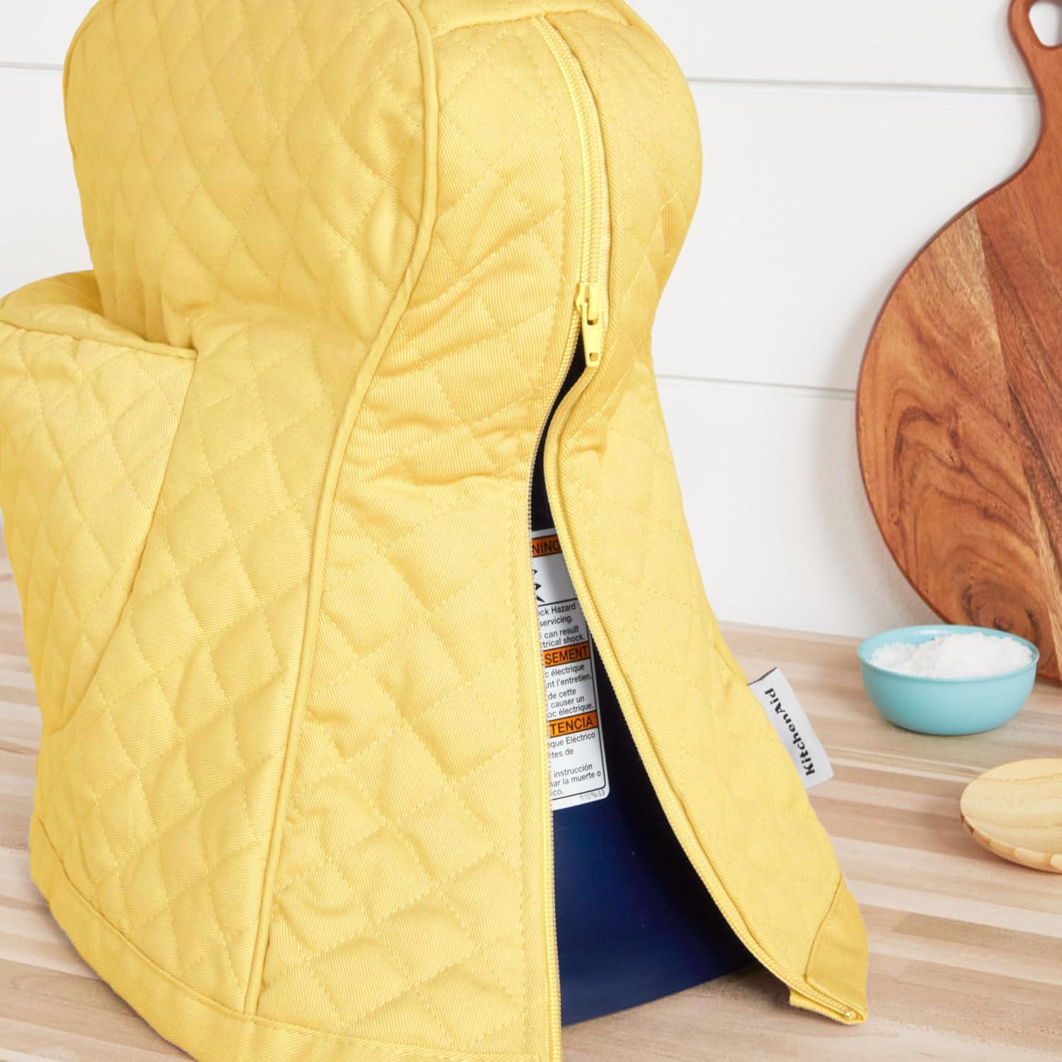 imageKITCHENAID Fitted TiltHead Stand Mixer Cover with Storage Pocket Quilted 100 Cotton144quotx18quotx10quot MilkshakeButter Yellow