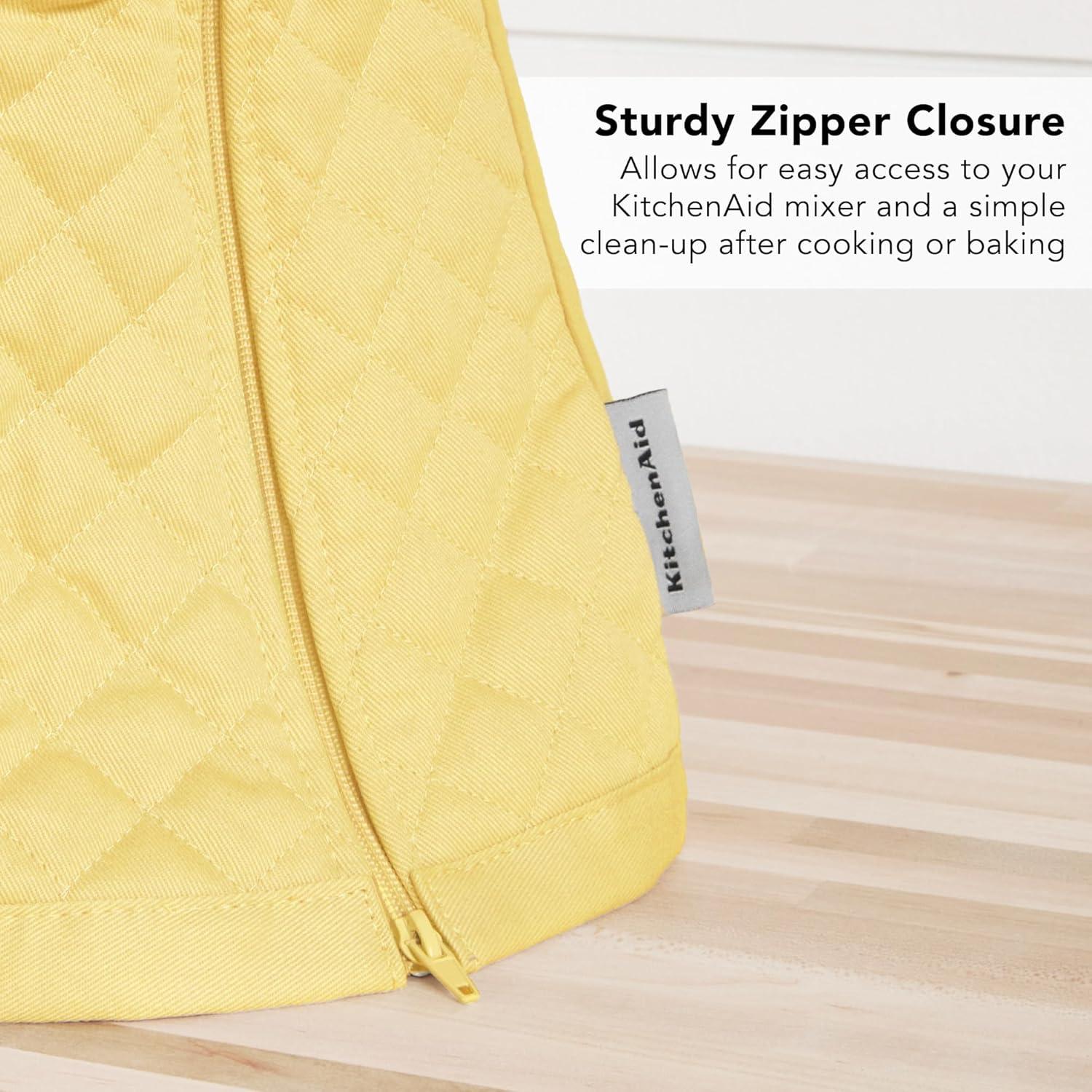 imageKITCHENAID Fitted TiltHead Stand Mixer Cover with Storage Pocket Quilted 100 Cotton144quotx18quotx10quot MilkshakeButter Yellow