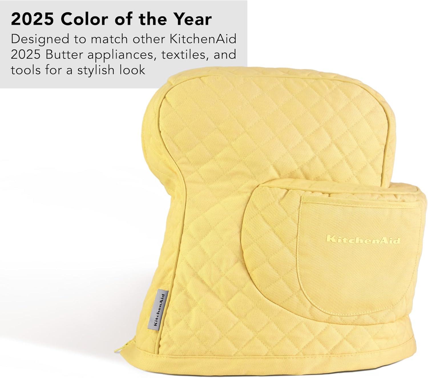 imageKITCHENAID Fitted TiltHead Stand Mixer Cover with Storage Pocket Quilted 100 Cotton144quotx18quotx10quot MilkshakeButter Yellow