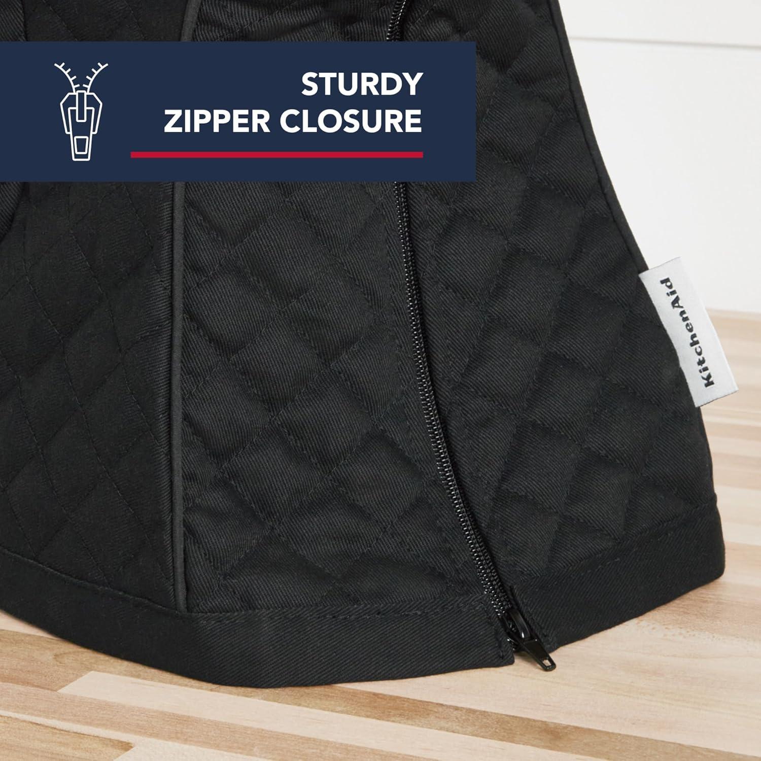imageKITCHENAID Fitted TiltHead Stand Mixer Cover with Storage Pocket Quilted 100 Cotton144quotx18quotx10quot MilkshakeMatte Black