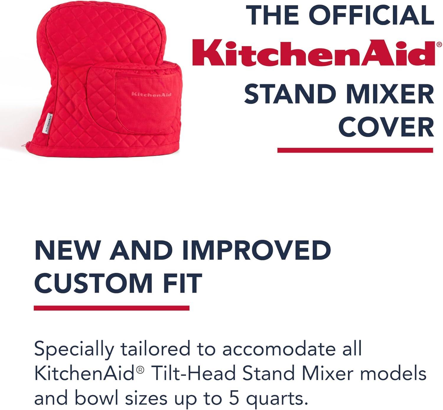 imageKITCHENAID Fitted TiltHead Stand Mixer Cover with Storage Pocket Quilted 100 Cotton144quotx18quotx10quot MilkshakePassion Red