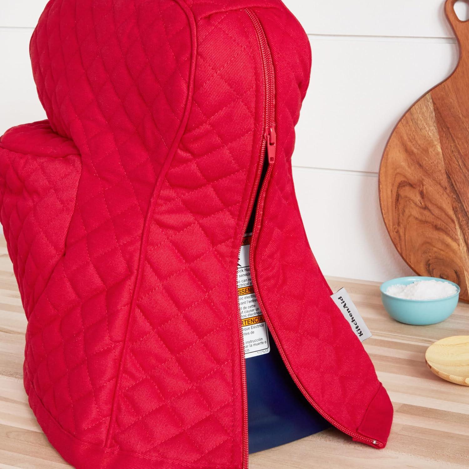 imageKITCHENAID Fitted TiltHead Stand Mixer Cover with Storage Pocket Quilted 100 Cotton144quotx18quotx10quot MilkshakePassion Red