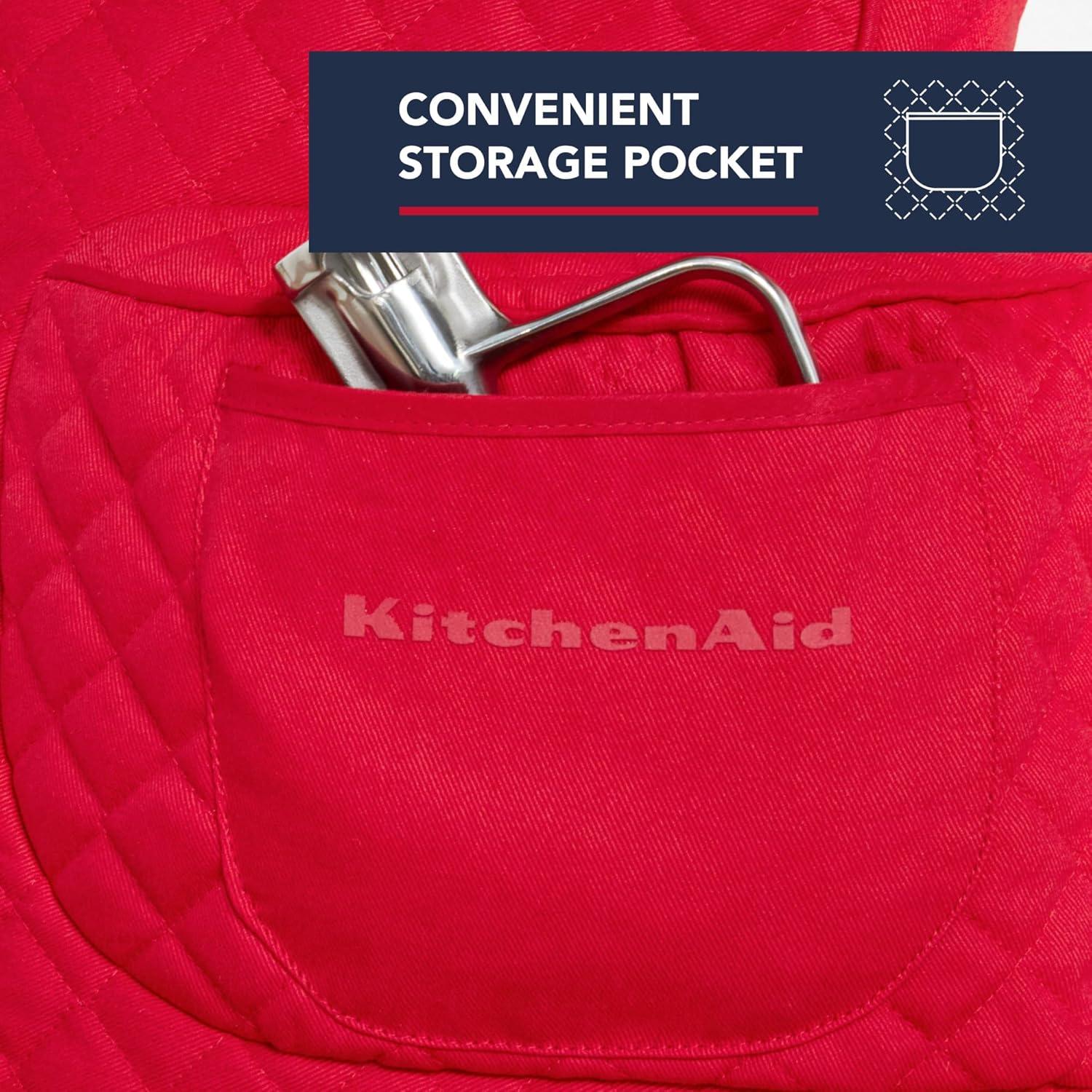 imageKITCHENAID Fitted TiltHead Stand Mixer Cover with Storage Pocket Quilted 100 Cotton144quotx18quotx10quot MilkshakePassion Red