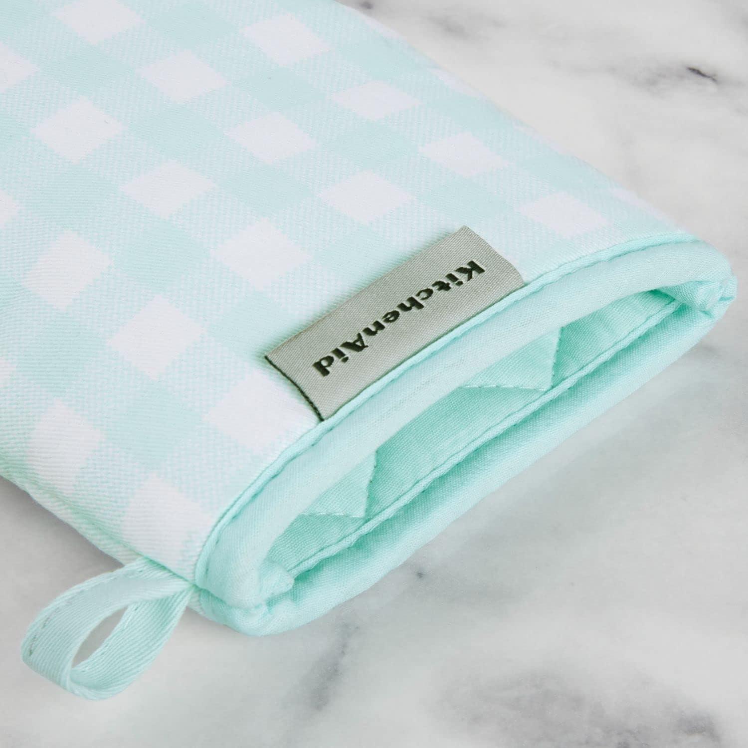 imageKITCHENAID Gingham Mini Oven Mitt 2Pack Set Matte Black 55quotx8quotMineral Water