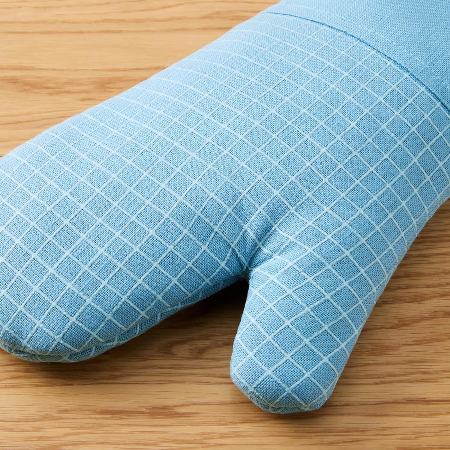 imageKITCHENAID Gourmet Series Gridlines Oven Mitts 2Pack Set Heat Resistant up to 600F Soft Silicone Grip Magnetic Cuff Mineral Water Aqua 7quotx14quotBlue Velvet