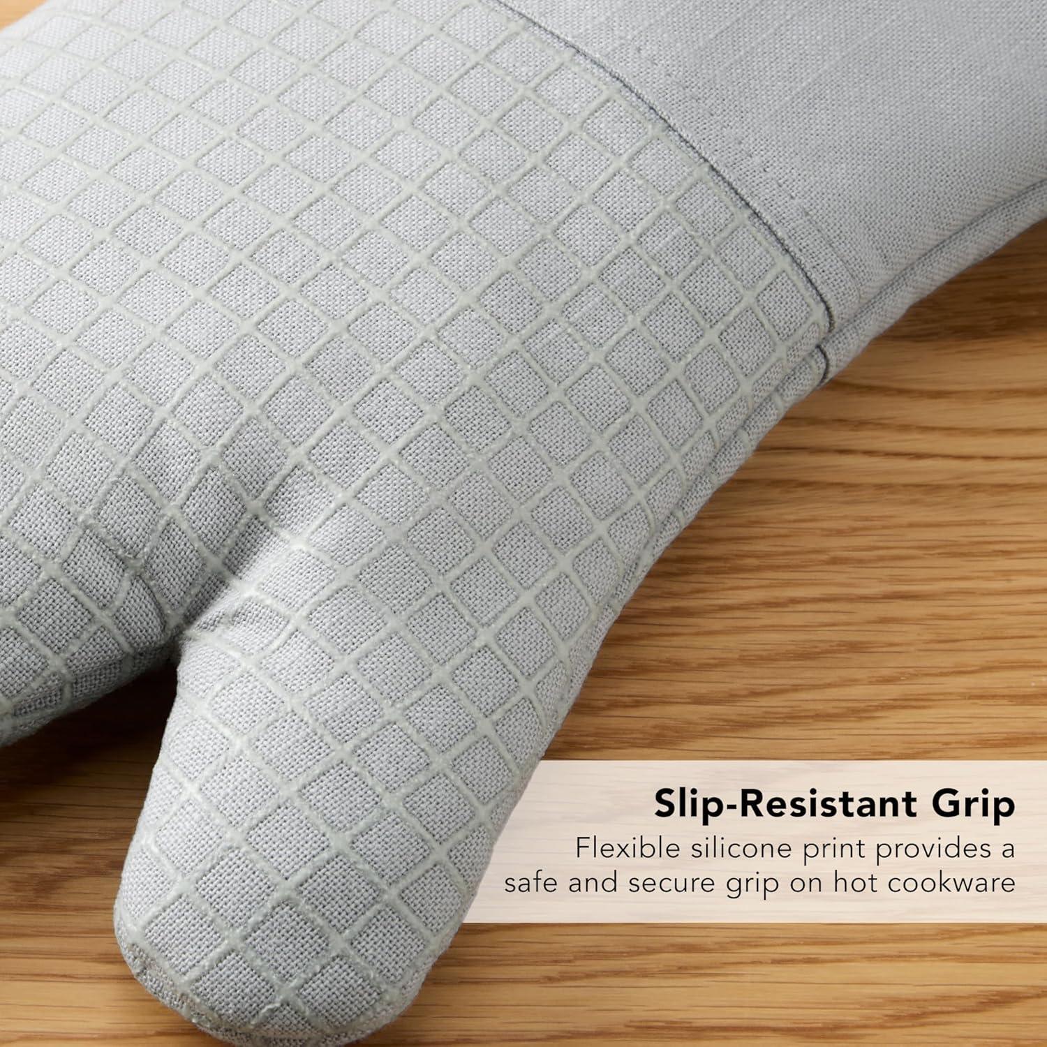 imageKITCHENAID Gourmet Series Gridlines Oven Mitts 2Pack Set Heat Resistant up to 600F Soft Silicone Grip Magnetic Cuff Mineral Water Aqua 7quotx14quotMatte Grey