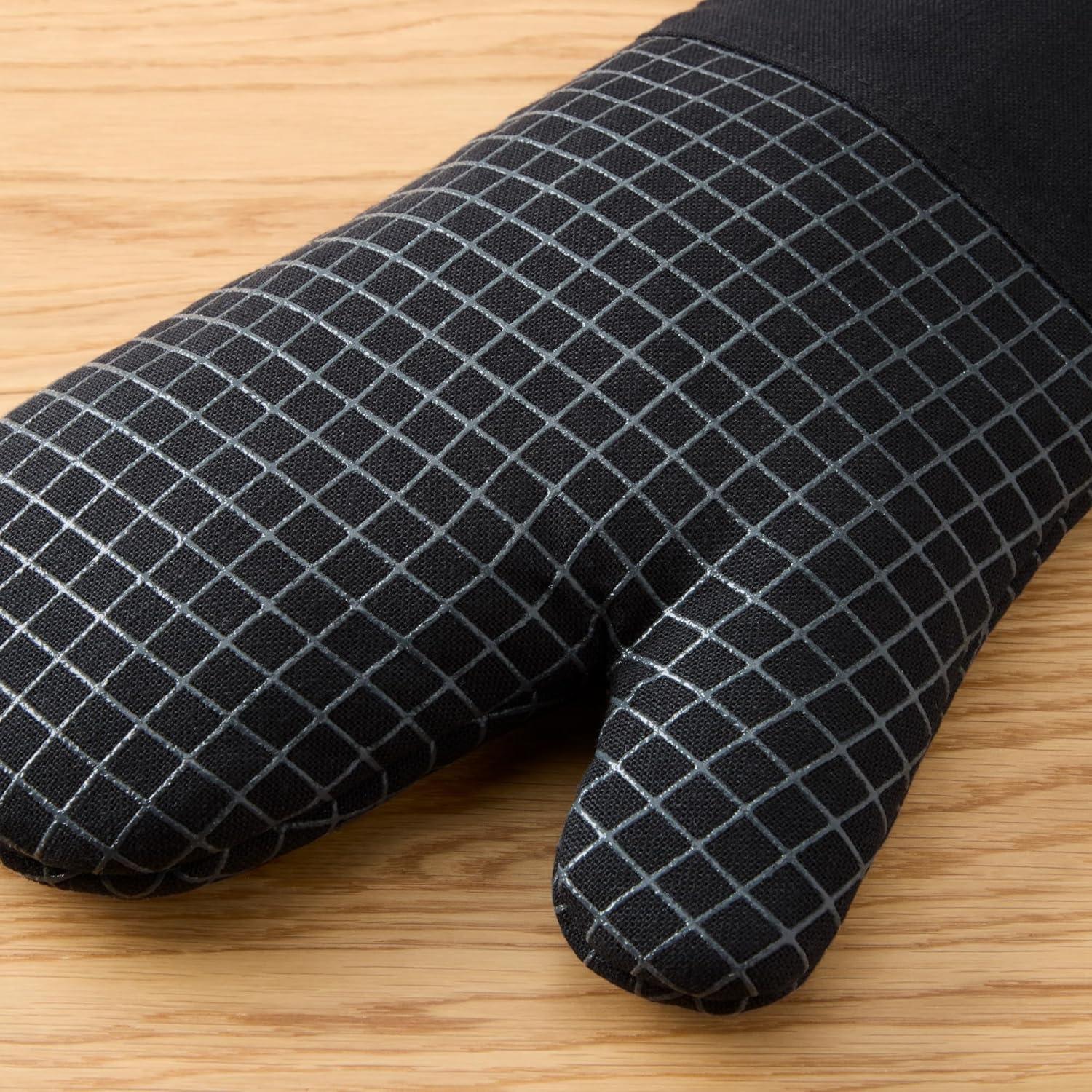 imageKITCHENAID Gourmet Series Gridlines Oven Mitts 2Pack Set Heat Resistant up to 600F Soft Silicone Grip Magnetic Cuff Mineral Water Aqua 7quotx14quotMatte Black