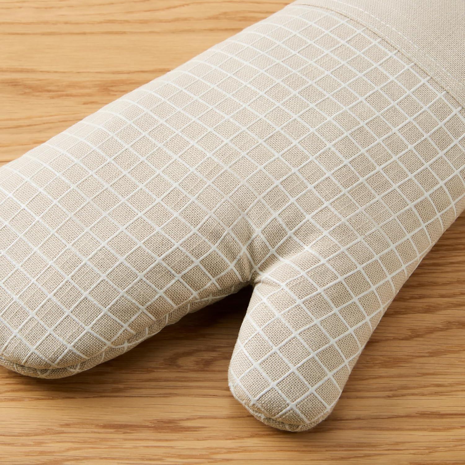 imageKITCHENAID Gourmet Series Gridlines Oven Mitts 2Pack Set Heat Resistant up to 600F Soft Silicone Grip Magnetic Cuff Mineral Water Aqua 7quotx14quotMilkshake Tan