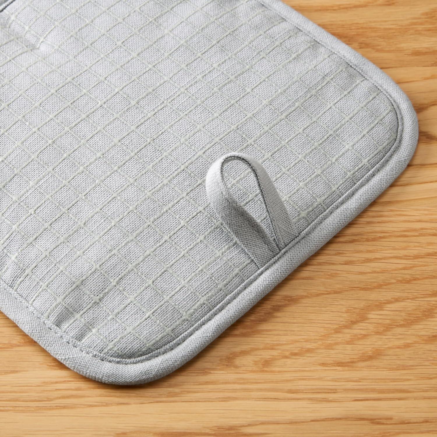 imageKITCHENAID Gourmet Series Gridlines Pot Holders 2Pack Set Heat Resistant up to 600F Soft Silicone Grip Magnetic Cuff Ink Blue 8quotx8quotMatte Grey