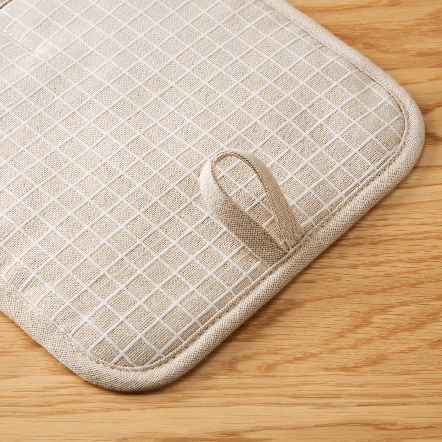 imageKITCHENAID Gourmet Series Gridlines Pot Holders 2Pack Set Heat Resistant up to 600F Soft Silicone Grip Magnetic Cuff Ink Blue 8quotx8quotMilkshake Tan