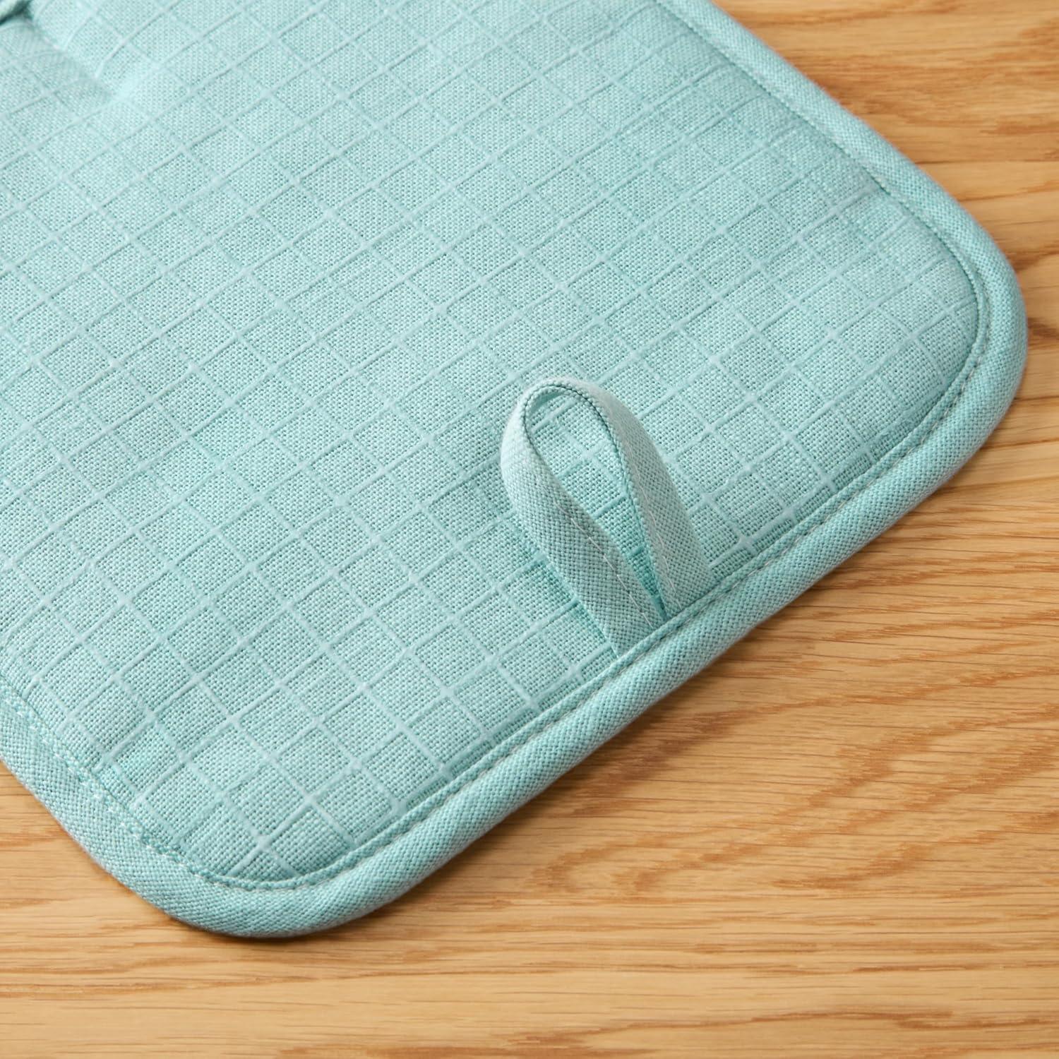 imageKITCHENAID Gourmet Series Gridlines Pot Holders 2Pack Set Heat Resistant up to 600F Soft Silicone Grip Magnetic Cuff Ink Blue 8quotx8quotMineral Water Aqua