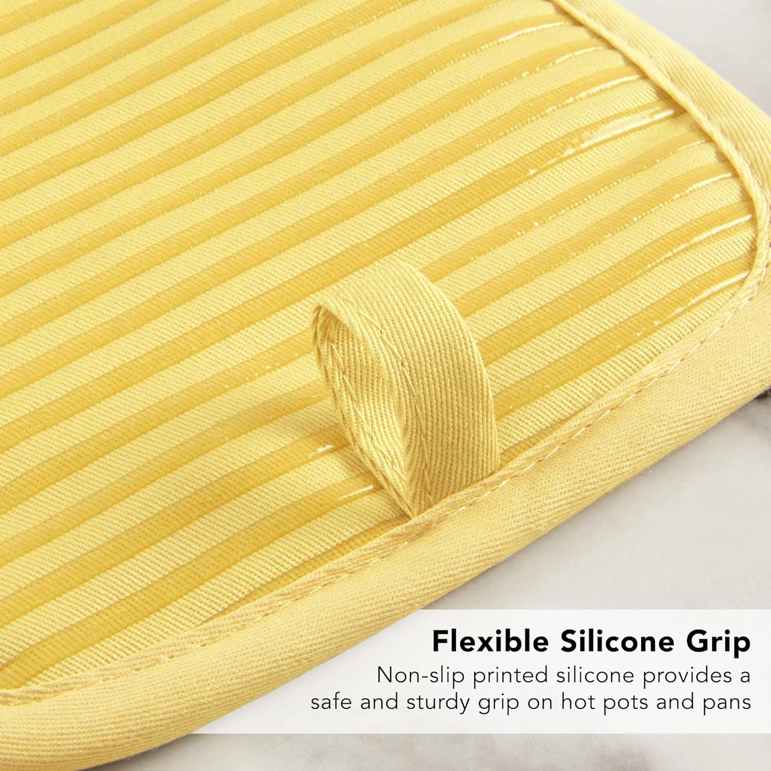 imageKITCHENAID Quilted Cotton Terry Cloth Oven Mitt Pot Holder Kitchen Towel 4Pack Set Heat Resistant Silicone Grip 16quotx26quot 7quotx13quot ampamp 7quotx10quot Aqua SkyButter Yellow