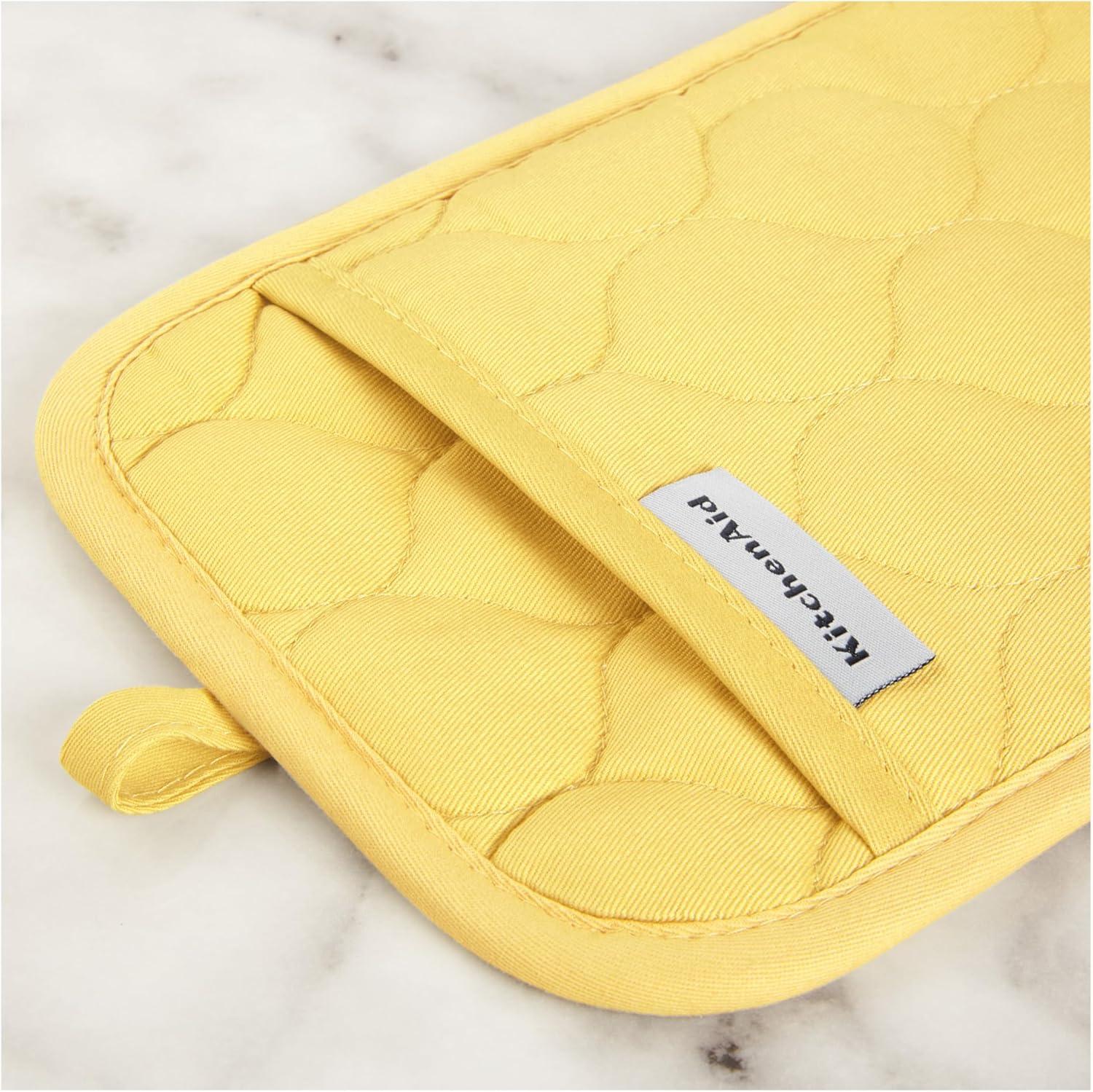 imageKITCHENAID Quilted Cotton Terry Cloth Oven Mitt Pot Holder Kitchen Towel 4Pack Set Heat Resistant Silicone Grip 16quotx26quot 7quotx13quot ampamp 7quotx10quot Aqua SkyButter Yellow