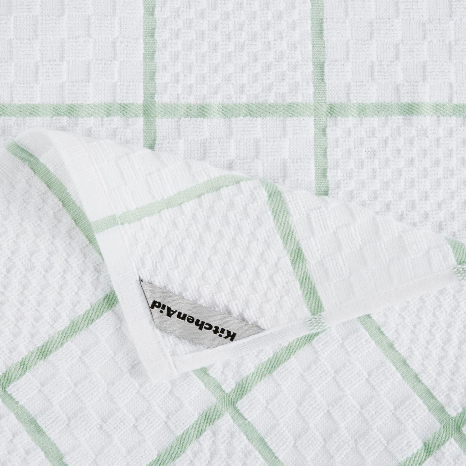 imageKITCHENAID Quilted Cotton Terry Cloth Oven Mitt Pot Holder Kitchen Towel 4Pack Set Heat Resistant Silicone Grip 16quotx26quot 7quotx13quot ampamp 7quotx10quot Aqua SkyPistachio