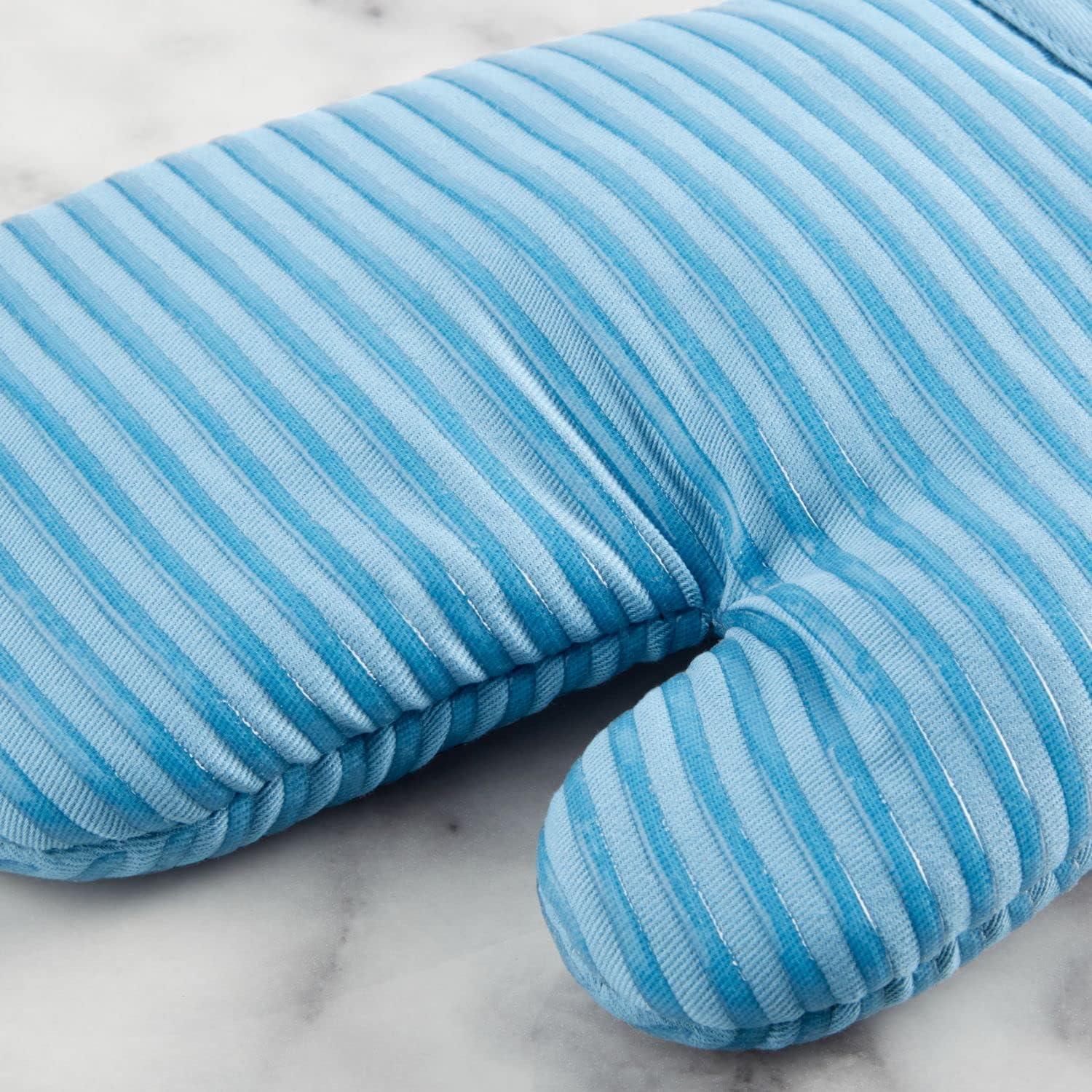 imageKITCHENAID Quilted Cotton Terry Cloth Oven Mitt Pot Holder Kitchen Towel 4Pack Set Heat Resistant Silicone Grip 16quotx26quot 7quotx13quot ampamp 7quotx10quot Aqua SkyBlue Velvet