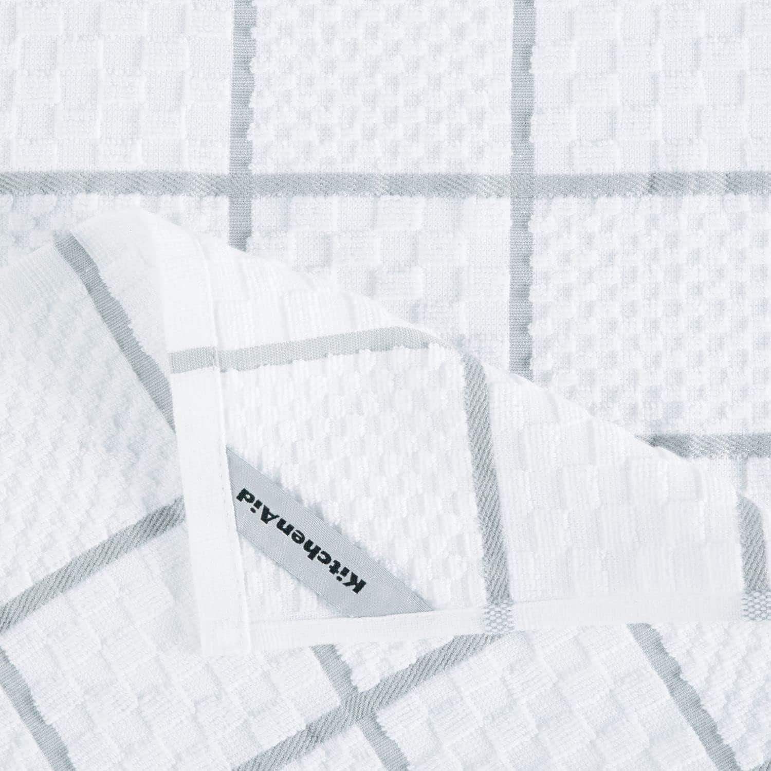 imageKITCHENAID Quilted Cotton Terry Cloth Oven Mitt Pot Holder Kitchen Towel 4Pack Set Heat Resistant Silicone Grip 16quotx26quot 7quotx13quot ampamp 7quotx10quot Aqua SkyMatte Grey