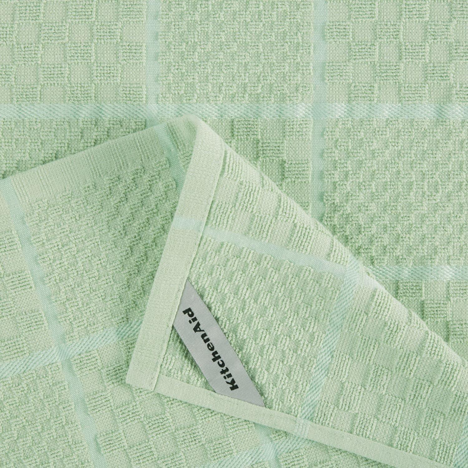 imageKITCHENAID Quilted Cotton Terry Cloth Oven Mitt Pot Holder Kitchen Towel 4Pack Set Heat Resistant Silicone Grip 16quotx26quot 7quotx13quot ampamp 7quotx10quot Aqua SkyPistachio