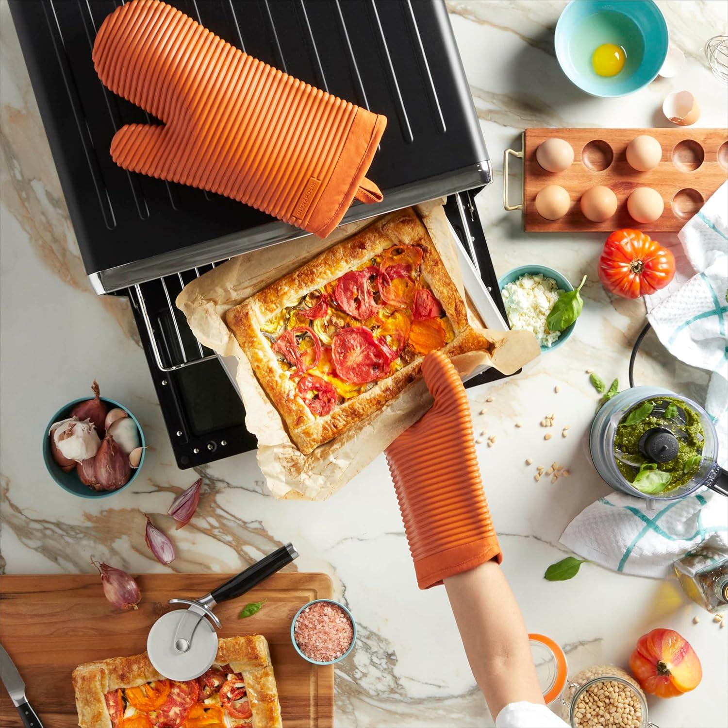 imageKITCHENAID Ribbed Soft Silicone Oven Mitt 2Pack Set 75quotx13quot Mineral Water AquaHoney