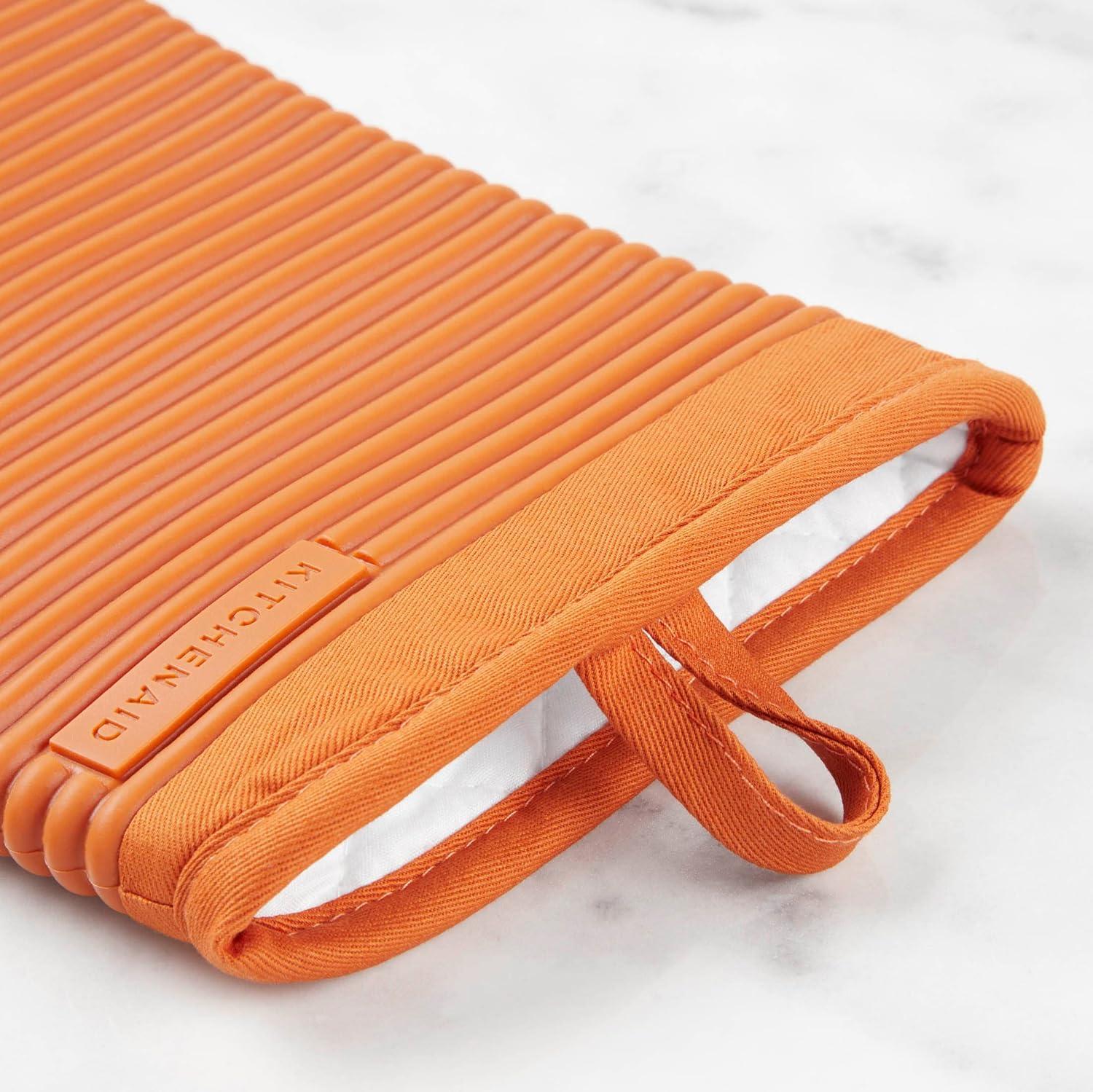 imageKITCHENAID Ribbed Soft Silicone Oven Mitt 2Pack Set 75quotx13quot Mineral Water AquaHoney