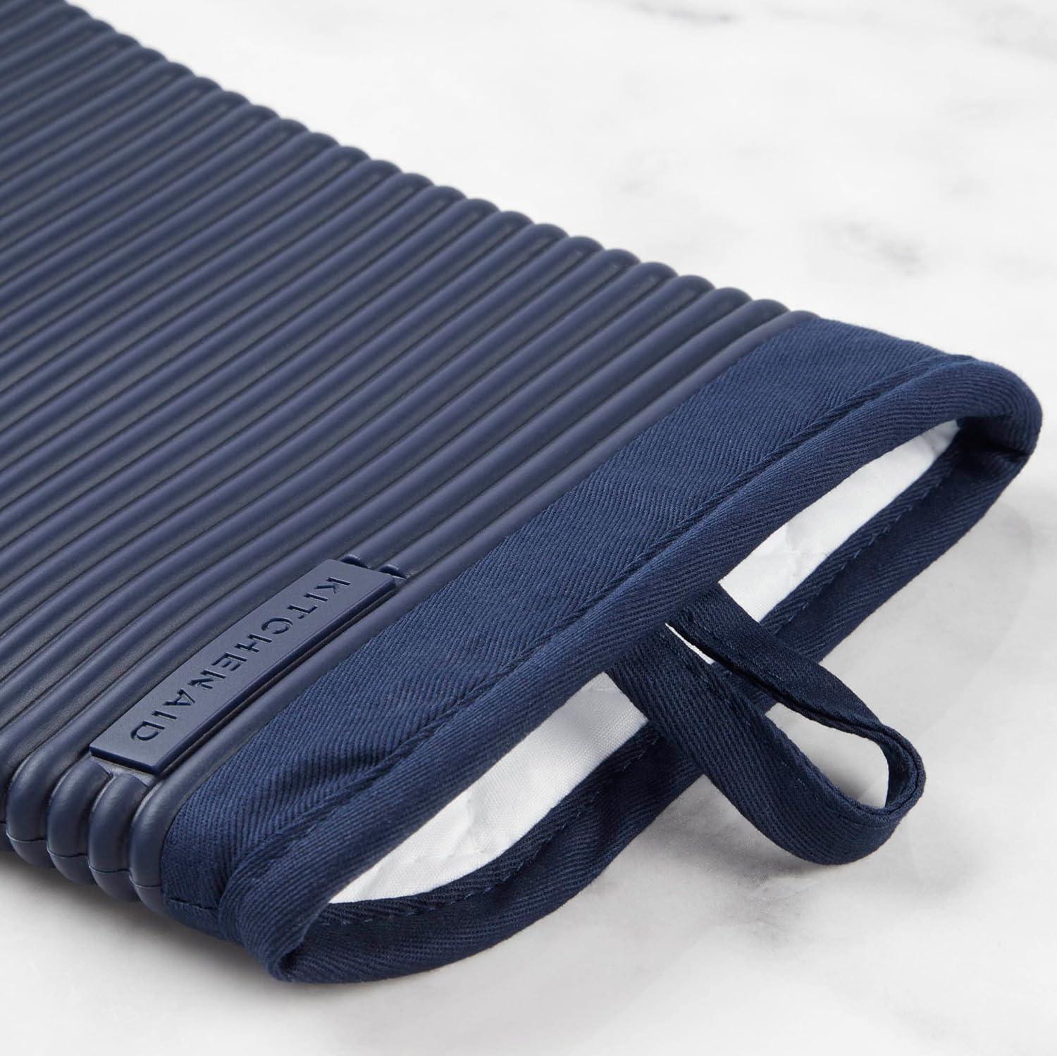 imageKITCHENAID Ribbed Soft Silicone Oven Mitt 2Pack Set 75quotx13quot Mineral Water AquaInk Blue