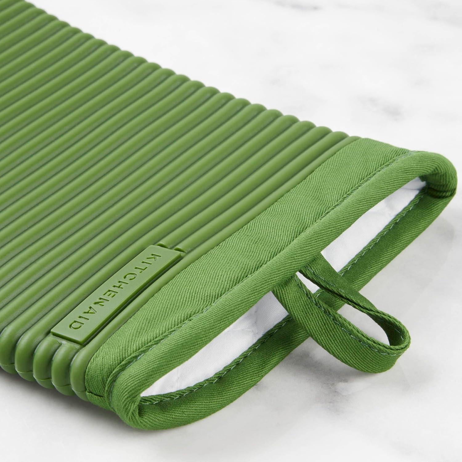 imageKITCHENAID Ribbed Soft Silicone Oven Mitt 2Pack Set 75quotx13quot Mineral Water AquaMatcha