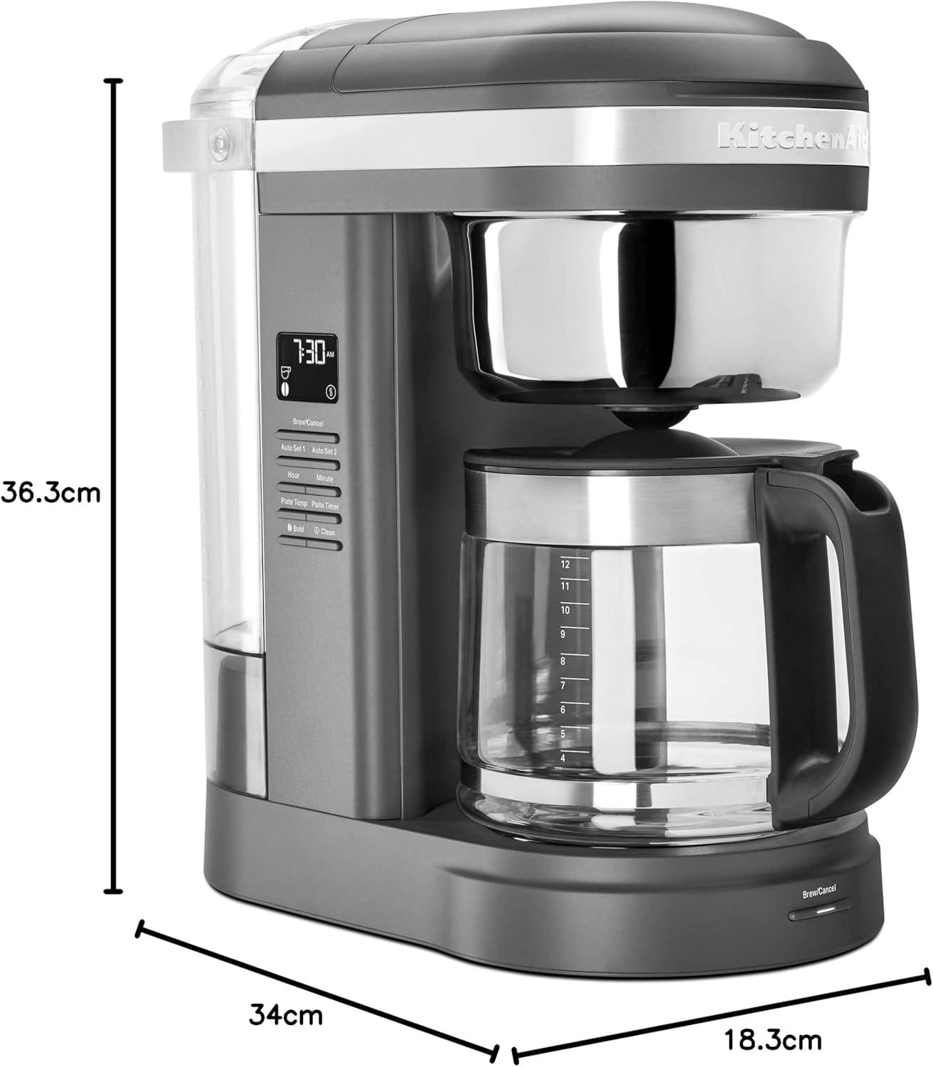 imageKitchenAid 12 Cup Drip Coffee Maker with Spiral Showerhead KCM1208Matte Grey