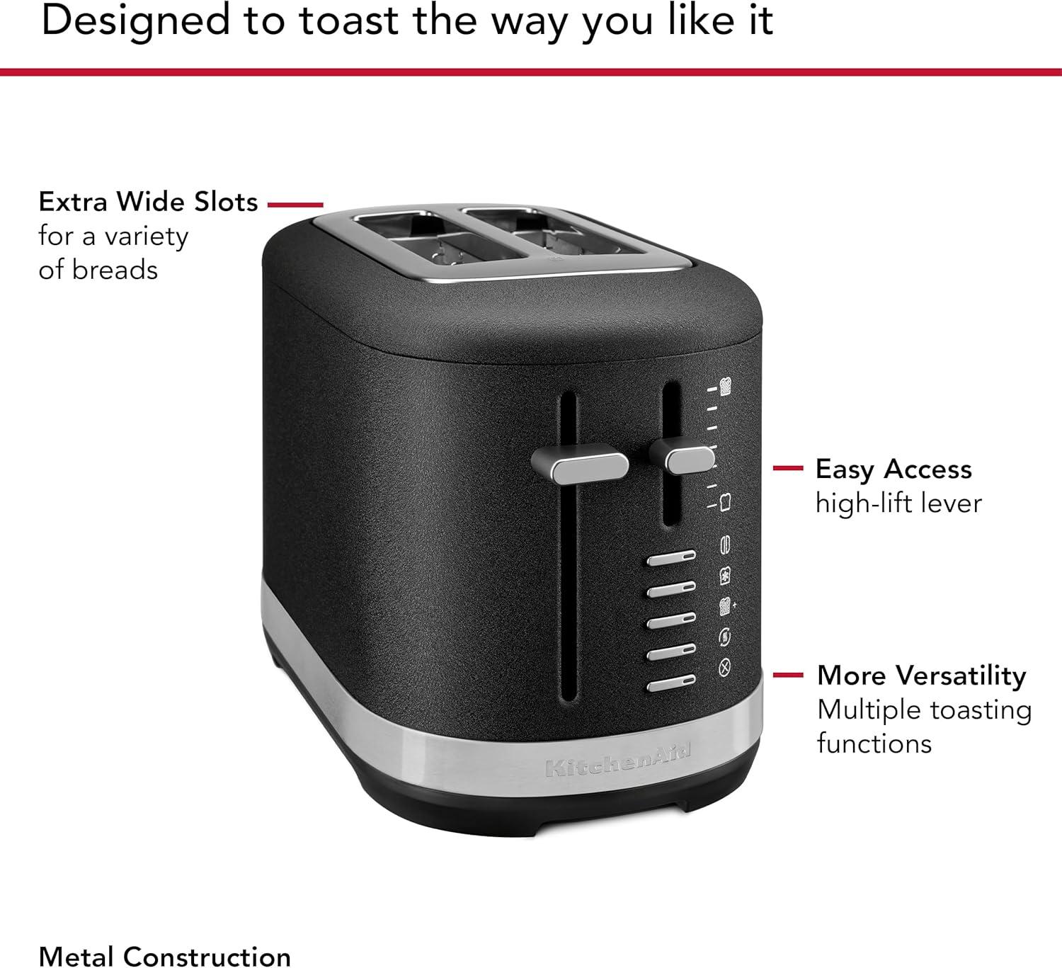 imageKitchenAid 2 Slice Automatic Toaster with Extra Wide Slots KMT2109PT PistachioCast Iron Black
