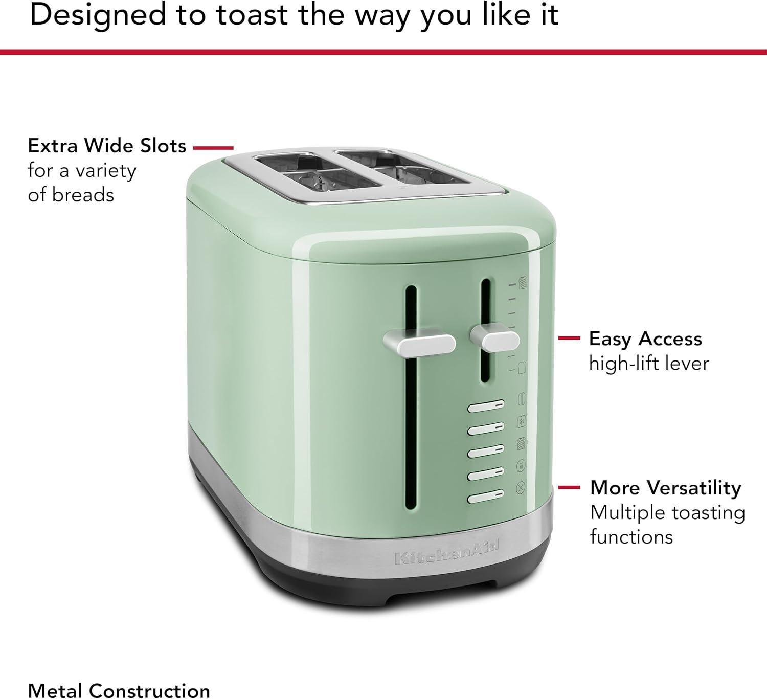 imageKitchenAid 2 Slice Automatic Toaster with Extra Wide Slots KMT2109PT PistachioPistachio