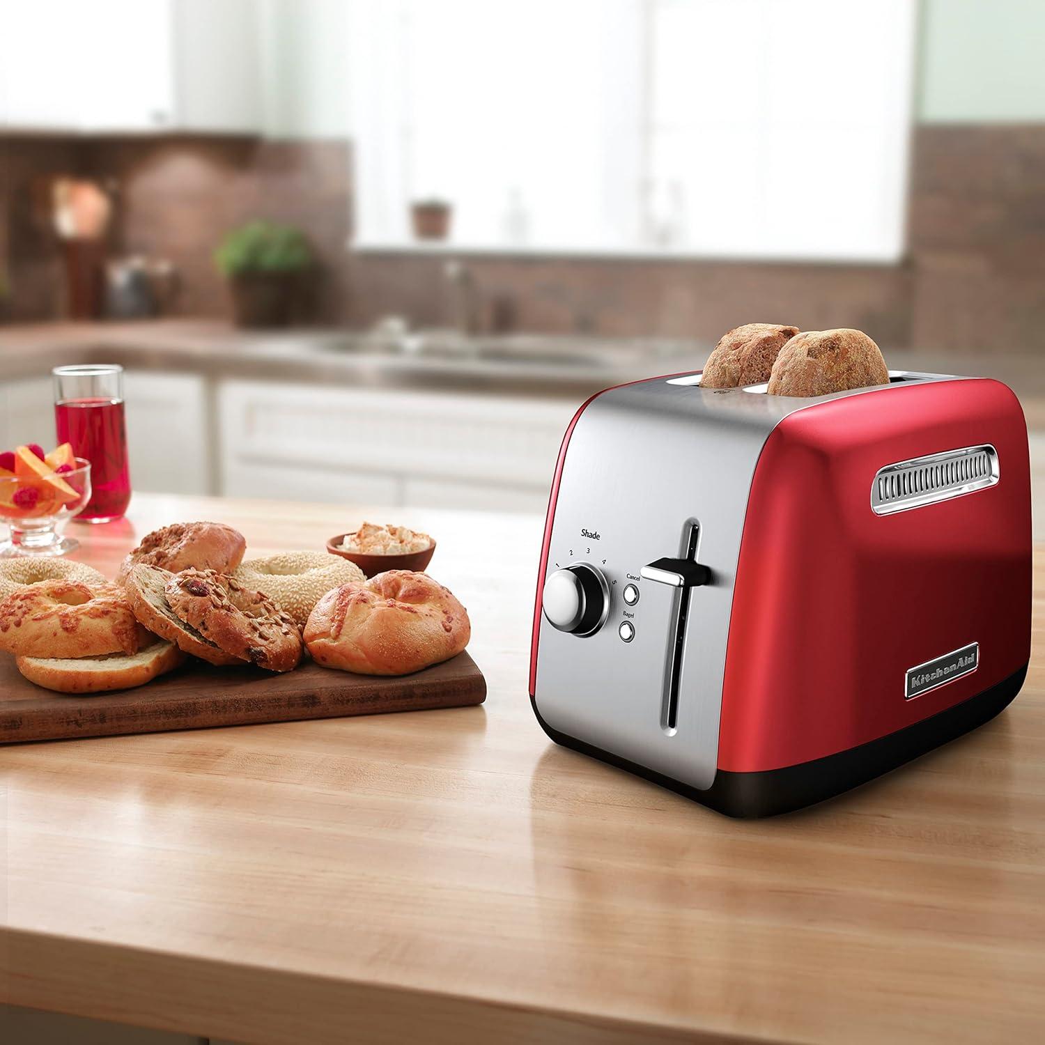 imageKitchenAid 2 Slice Manual Lift Toaster KMT2115OB Onyx BlackEmpire Red