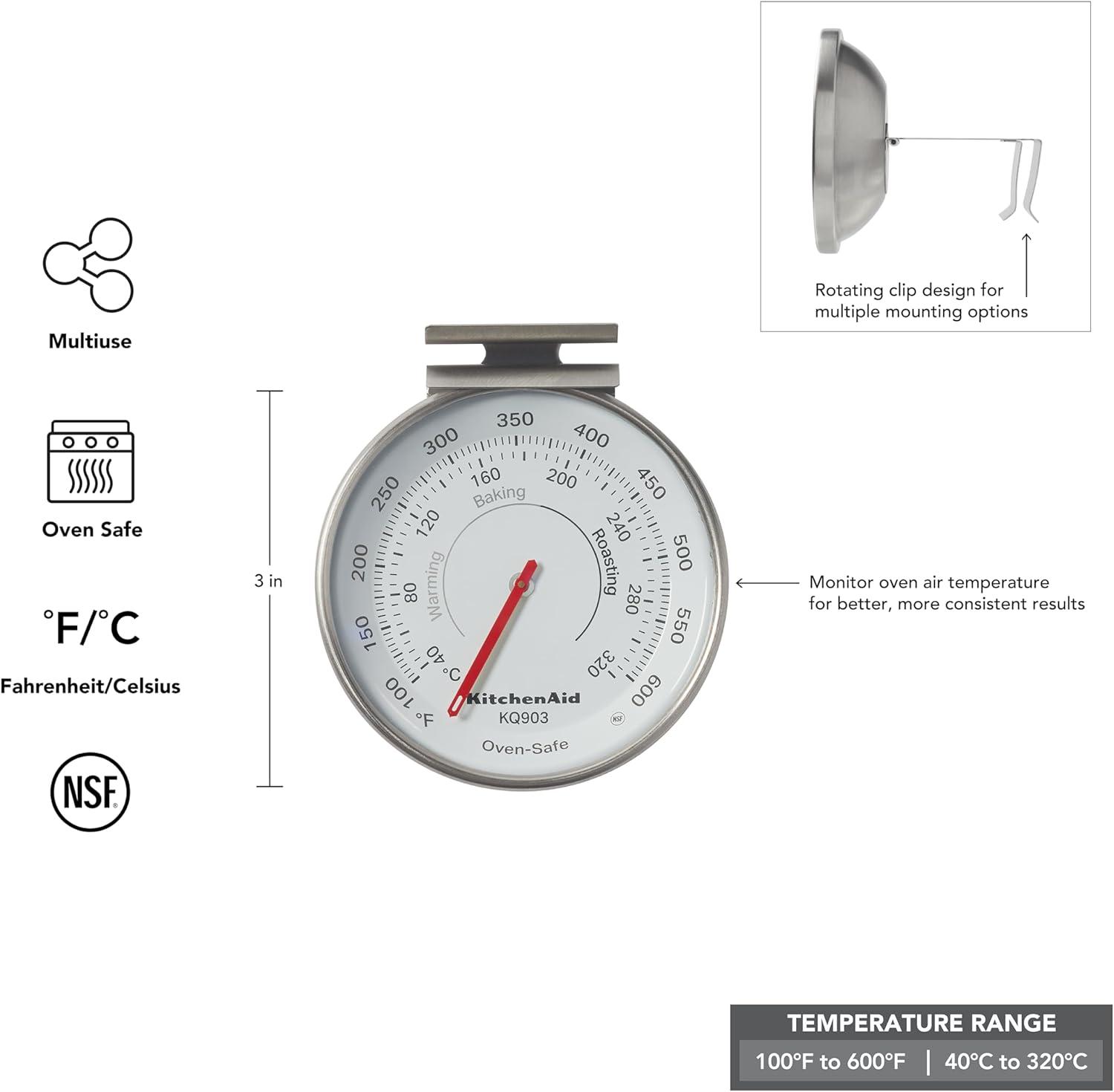 imageKitchenAid 3in Dial Oven Thermometer Temperature Range 100F to 600F