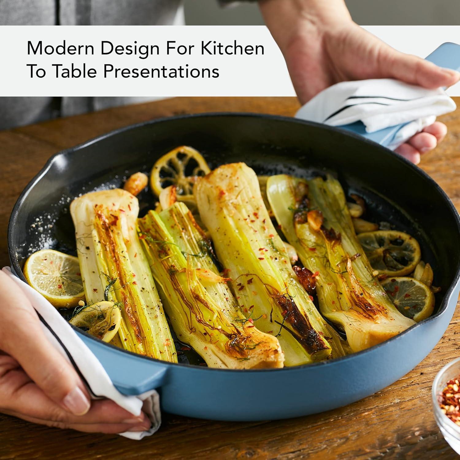 imageKitchenAid 48395 Seasoned Cast Iron Frying PanSkillet 12 Inch BlackBlue Velvet