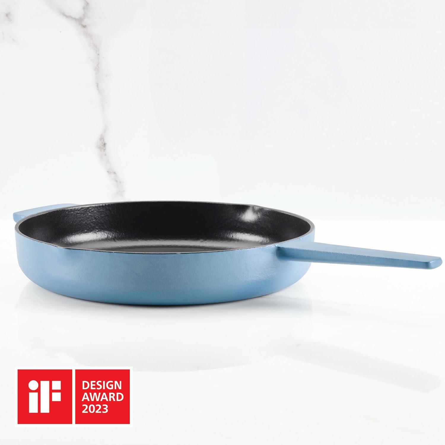 imageKitchenAid 48395 Seasoned Cast Iron Frying PanSkillet 12 Inch BlackBlue Velvet