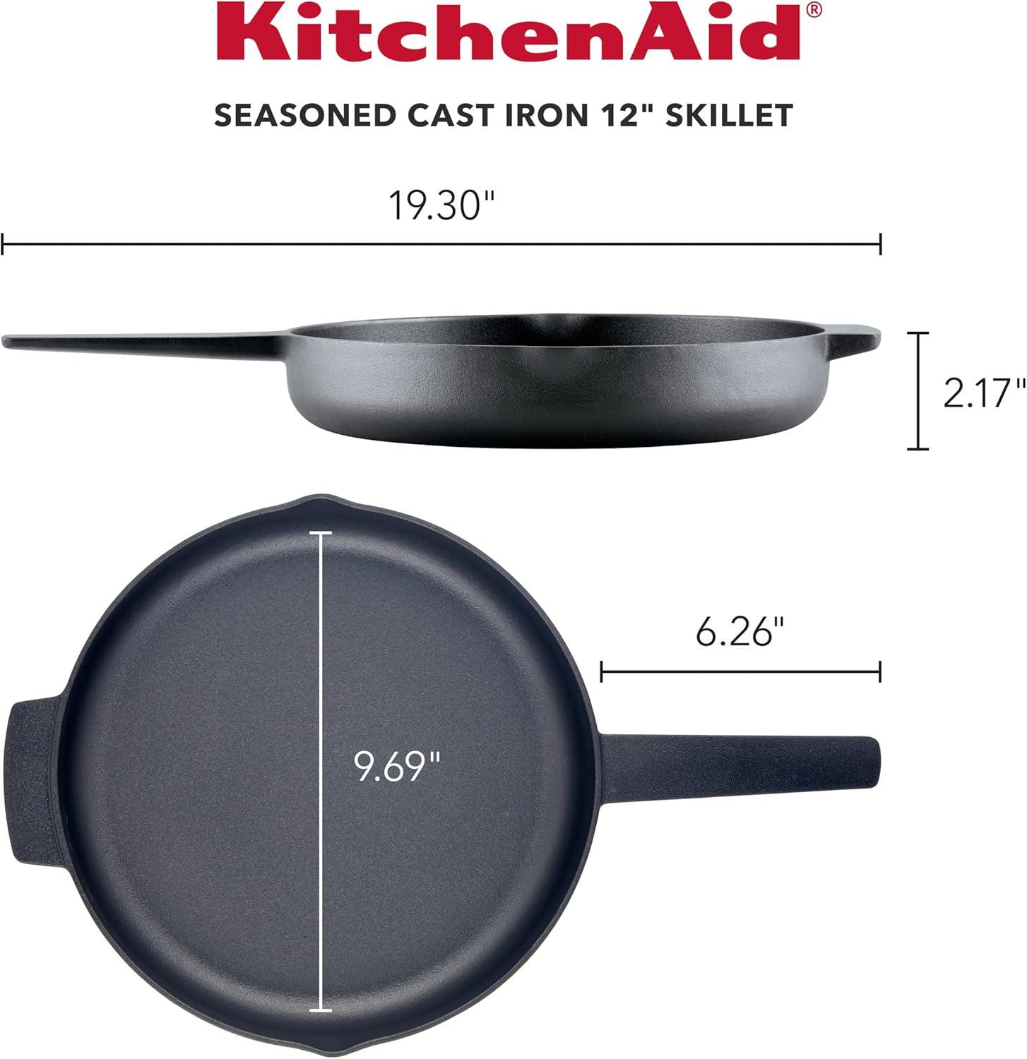 imageKitchenAid 48395 Seasoned Cast Iron Frying PanSkillet 12 Inch BlackCast Iron Black
