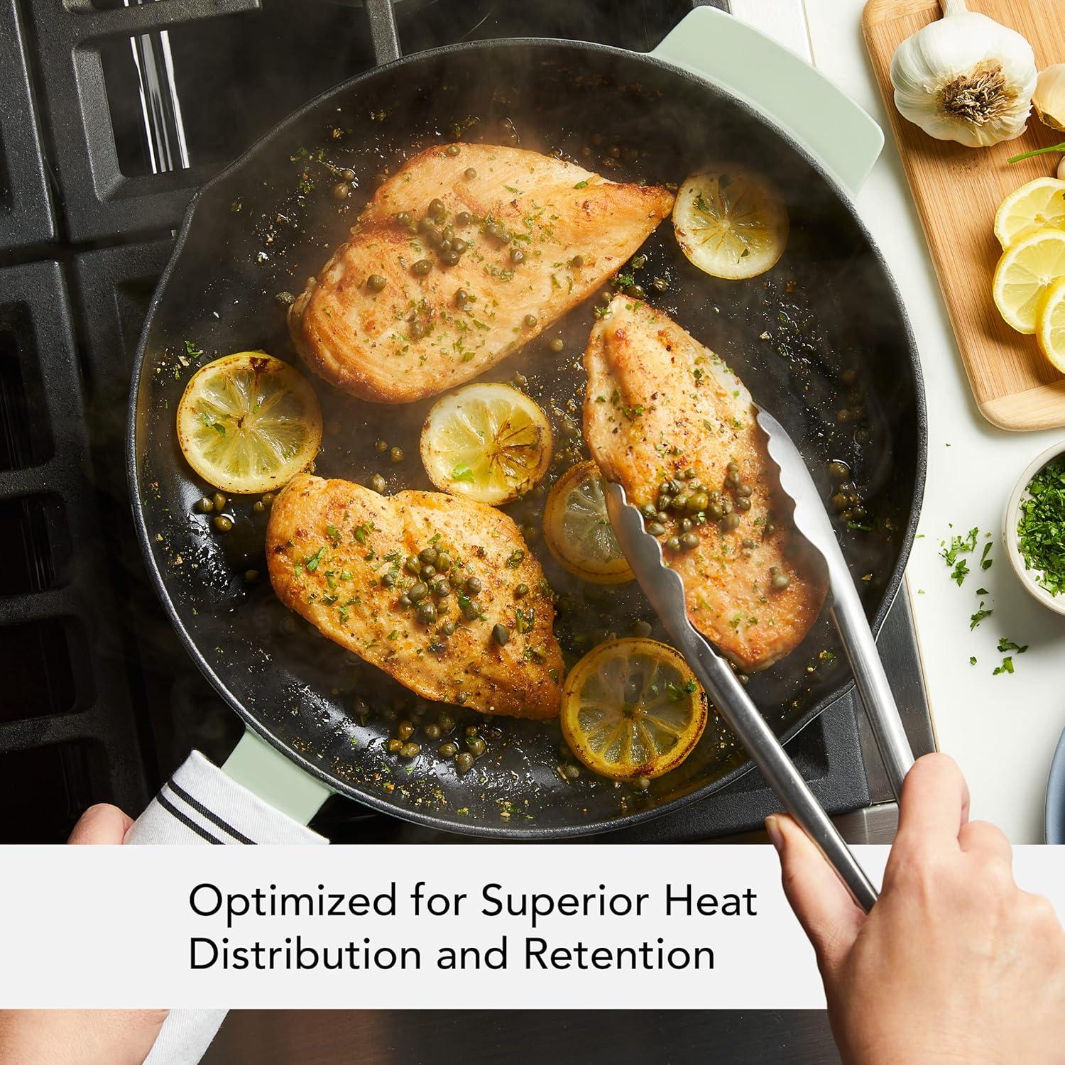 imageKitchenAid 48395 Seasoned Cast Iron Frying PanSkillet 12 Inch BlackPistachio