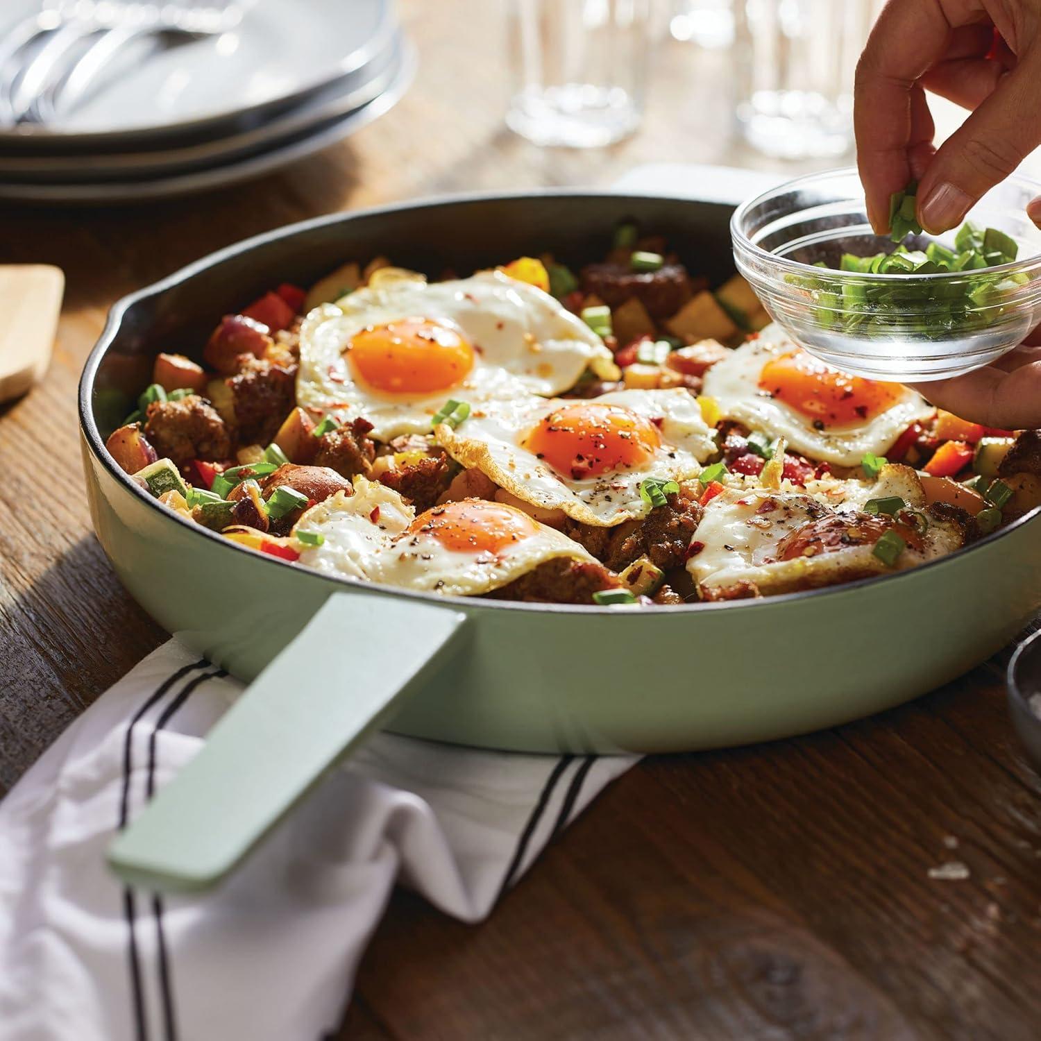 imageKitchenAid 48395 Seasoned Cast Iron Frying PanSkillet 12 Inch BlackPistachio