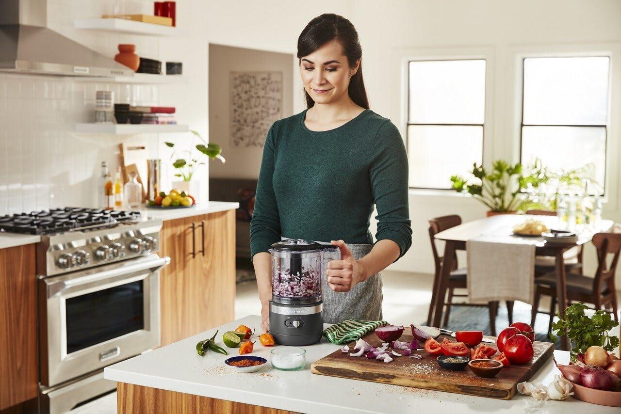 imageKitchenAid 5 Cup Food Chopper Cordless KFCB519VB Blue VelvetCharcoal Grey