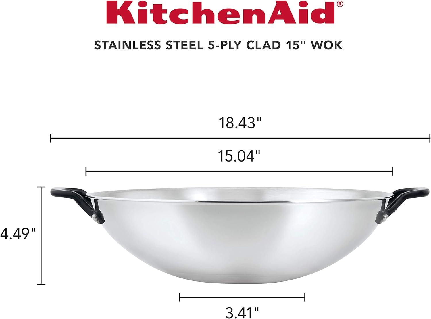 imageKitchenAid 5Ply Clad Polished Stainless Steel Fry PanSkillet 1225 InchStainless Steel
