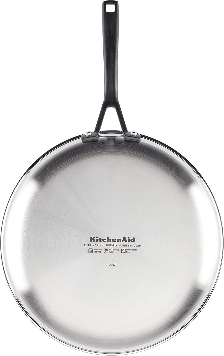 imageKitchenAid 5Ply Clad Polished Stainless Steel Fry PanSkillet 1225 InchStainless Steel