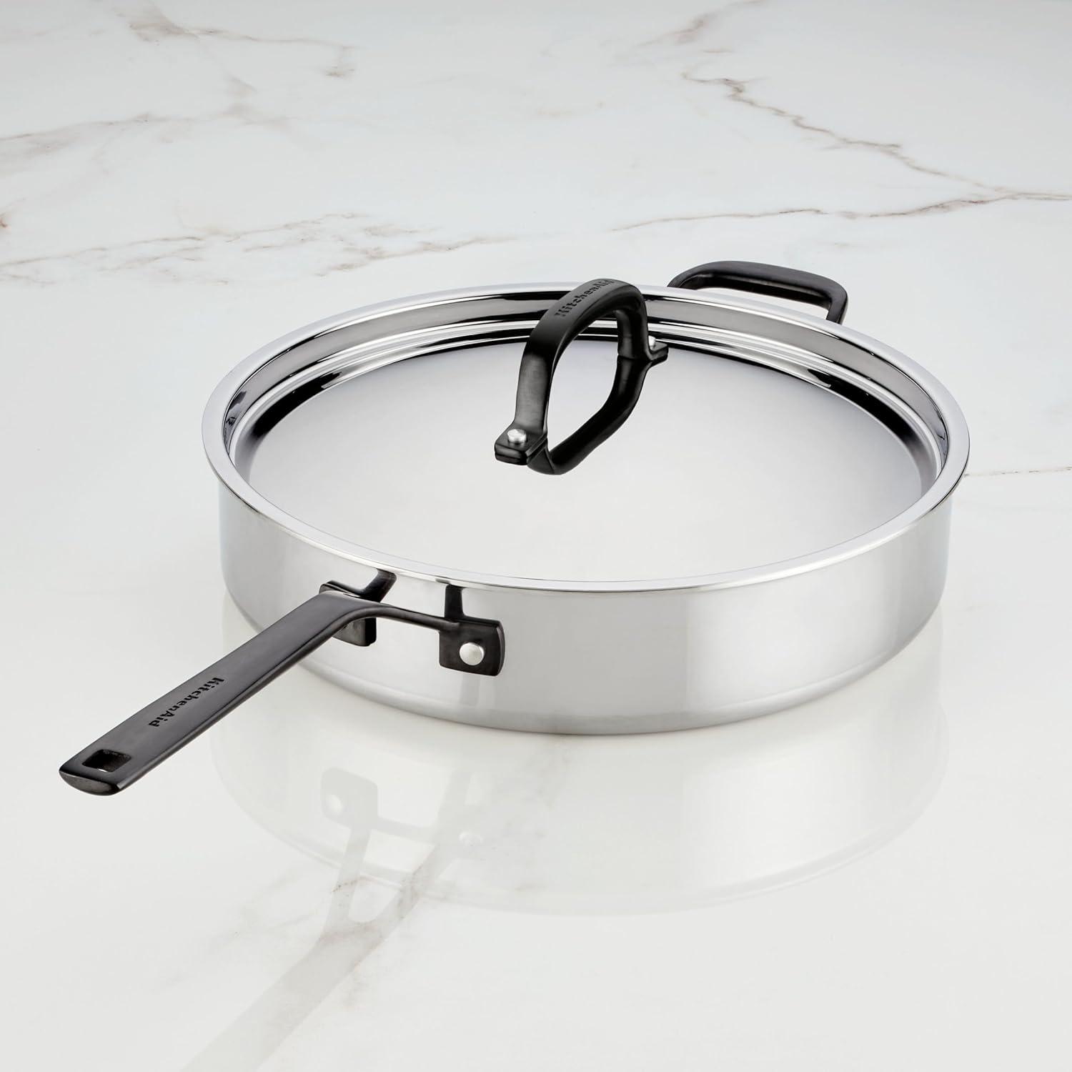 imageKitchenAid 5Ply Clad Polished Stainless Steel Fry PanSkillet 1225 InchStainless Steel