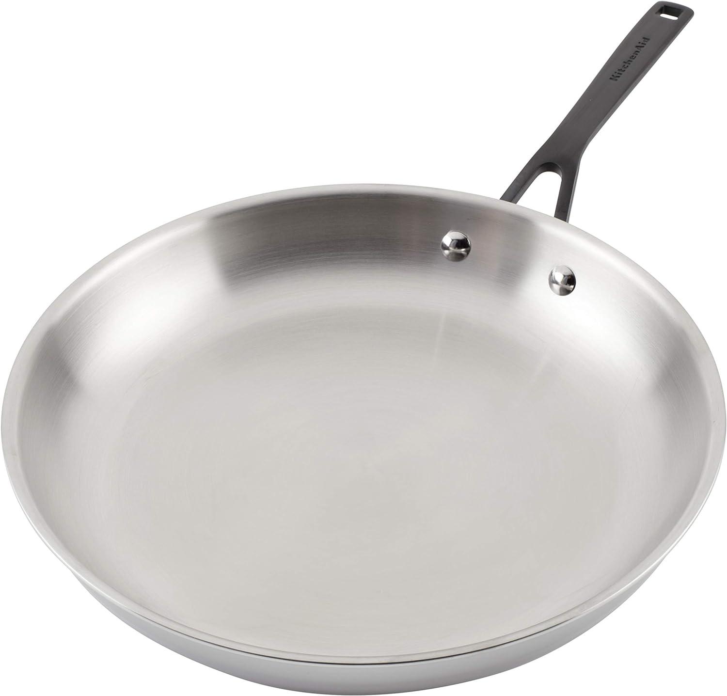 imageKitchenAid 5Ply Clad Polished Stainless Steel Fry PanSkillet 1225 InchStainless Steel