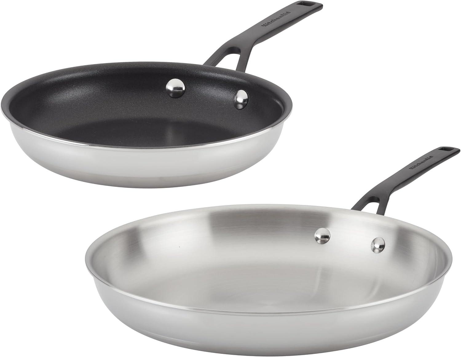 imageKitchenAid 5Ply Clad Polished Stainless Steel Fry PanSkillet 1225 InchStainless Steel