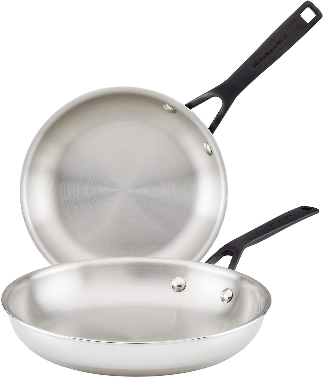 imageKitchenAid 5Ply Clad Polished Stainless Steel Fry PanSkillet 1225 InchStainless Steel