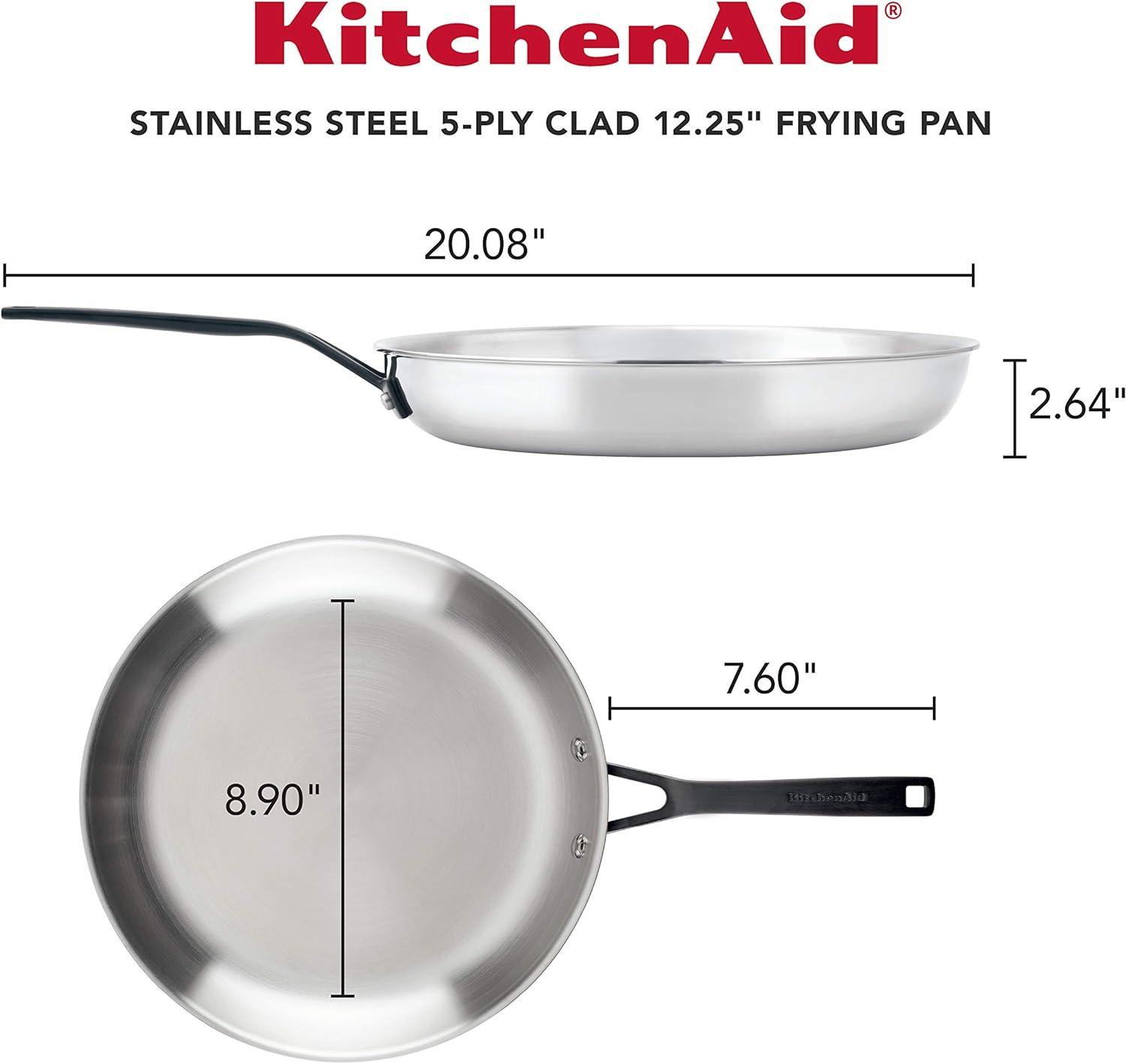 imageKitchenAid 5Ply Clad Polished Stainless Steel Fry PanSkillet 1225 InchStainless Steel