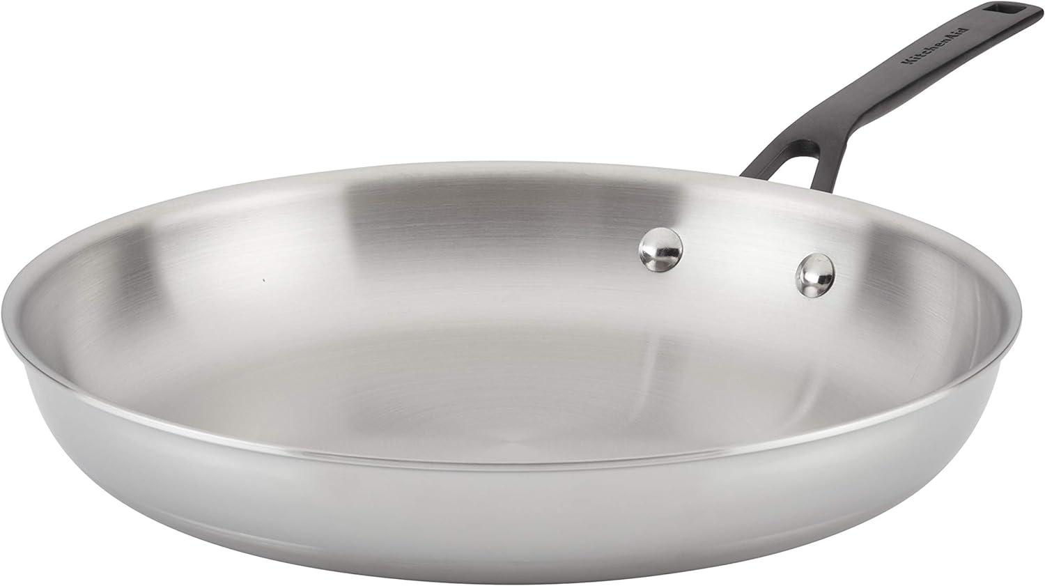imageKitchenAid 5Ply Clad Polished Stainless Steel Fry PanSkillet 1225 InchStainless Steel