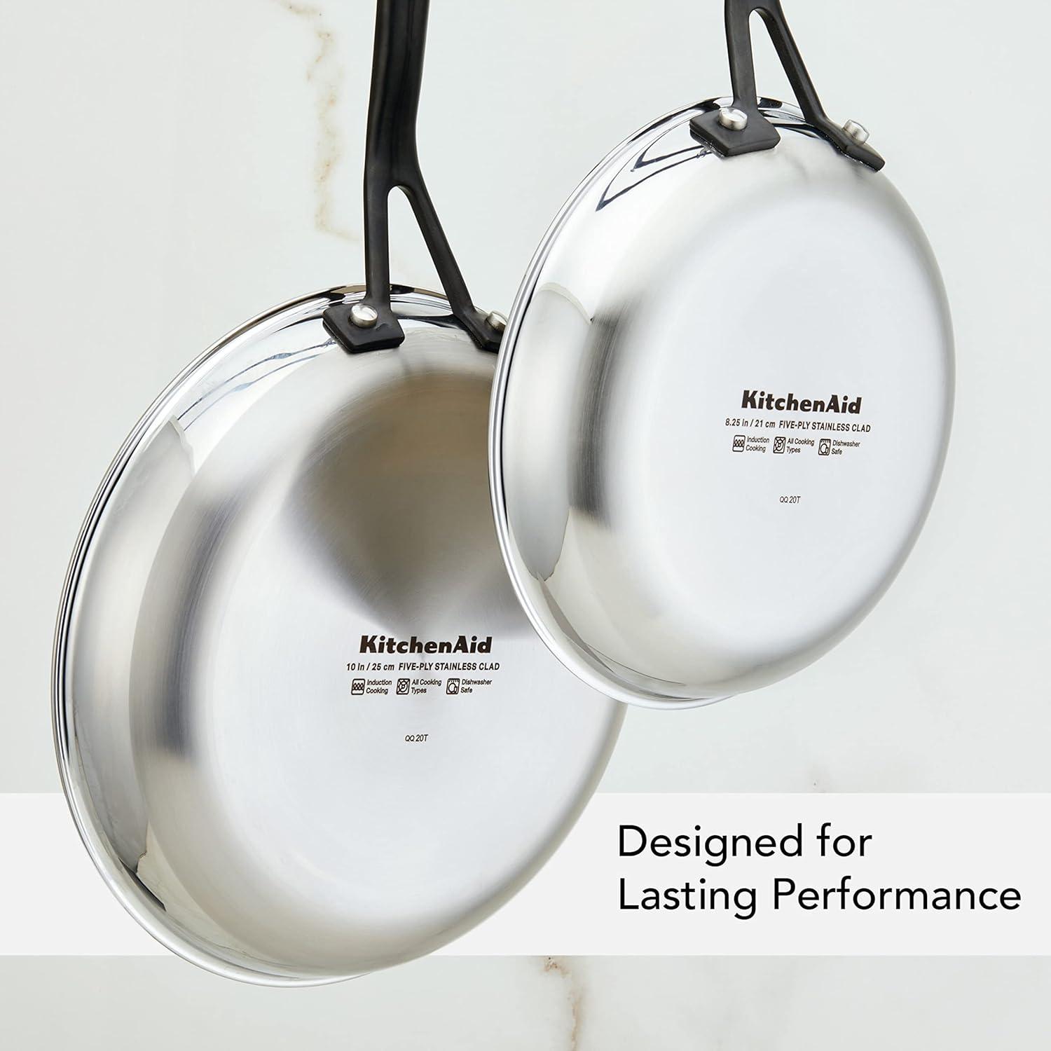 imageKitchenAid 5Ply Clad Polished Stainless Steel Fry PanSkillet 1225 InchStainless Steel