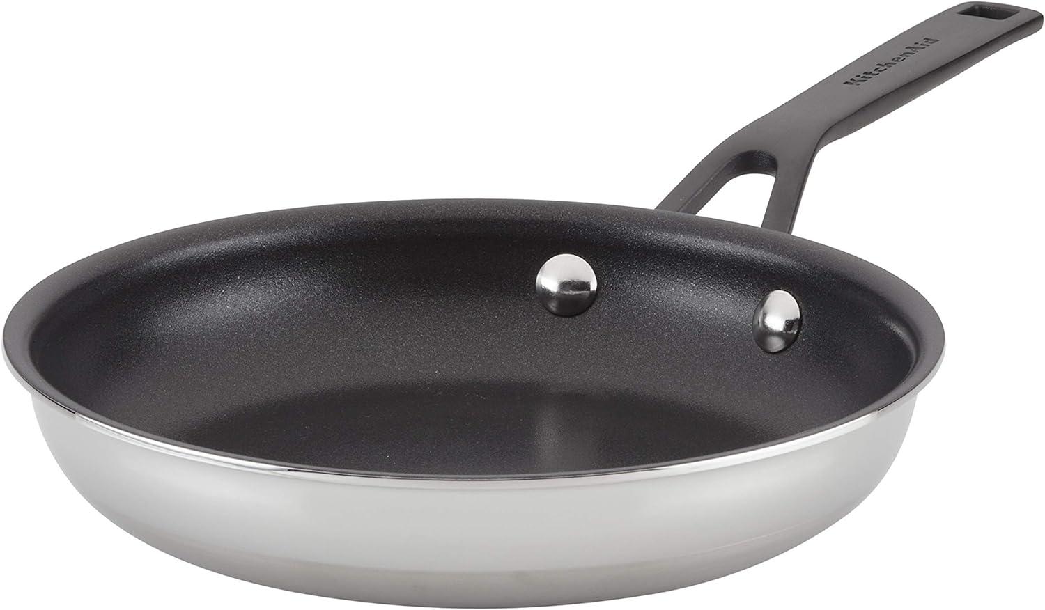 imageKitchenAid 5Ply Clad Polished Stainless Steel Fry PanSkillet 1225 InchStainless Steel