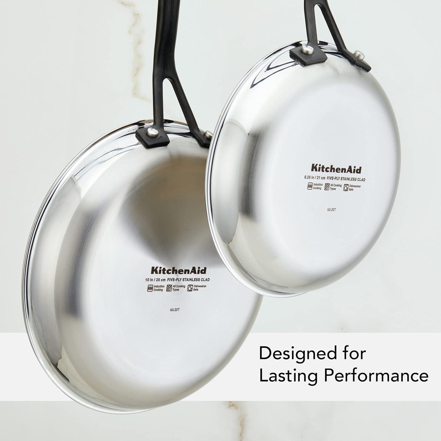 imageKitchenAid 5Ply Clad Polished Stainless Steel Fry PanSkillet 1225 InchStainless Steel
