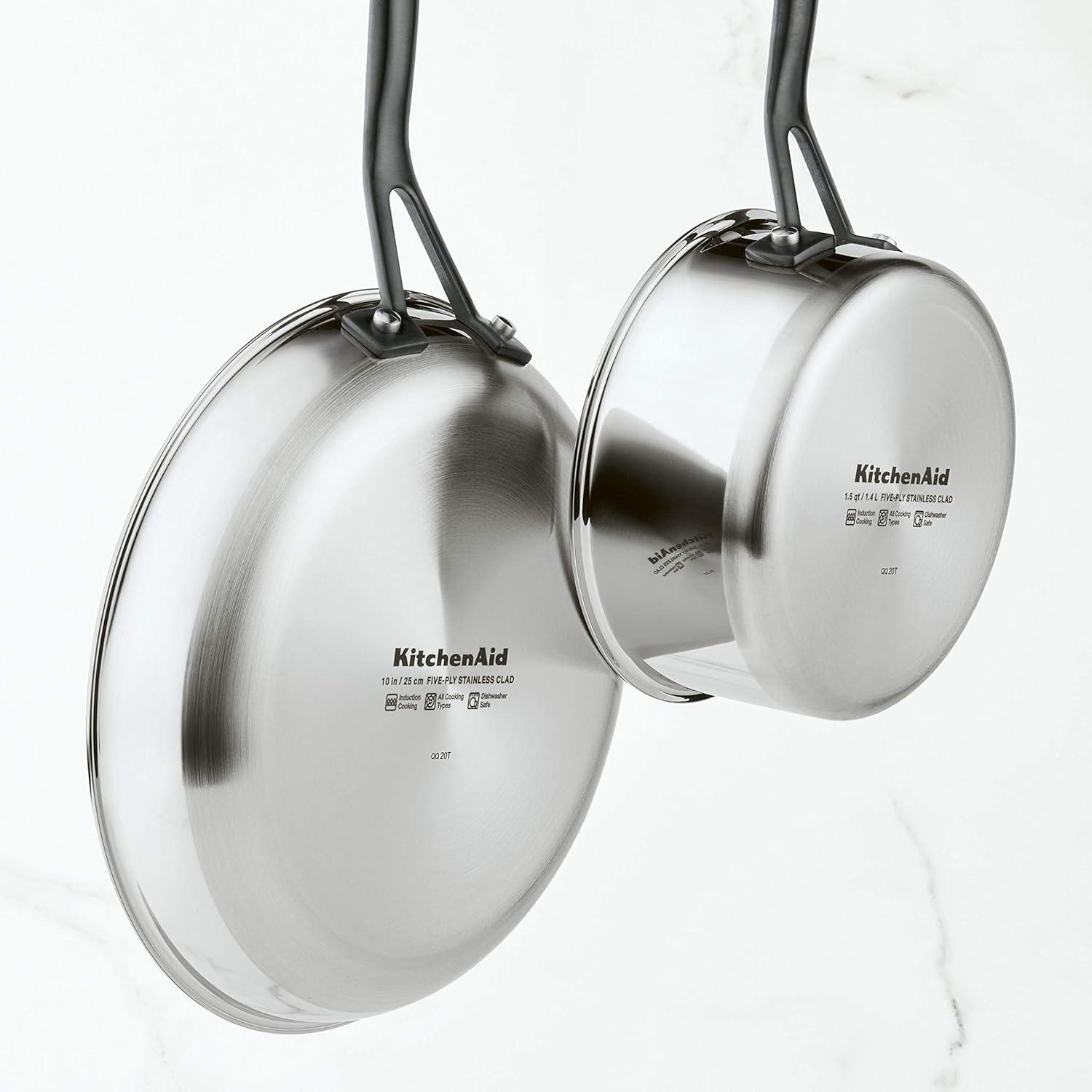 imageKitchenAid 5Ply Clad Polished Stainless Steel Fry PanSkillet 1225 InchStainless Steel